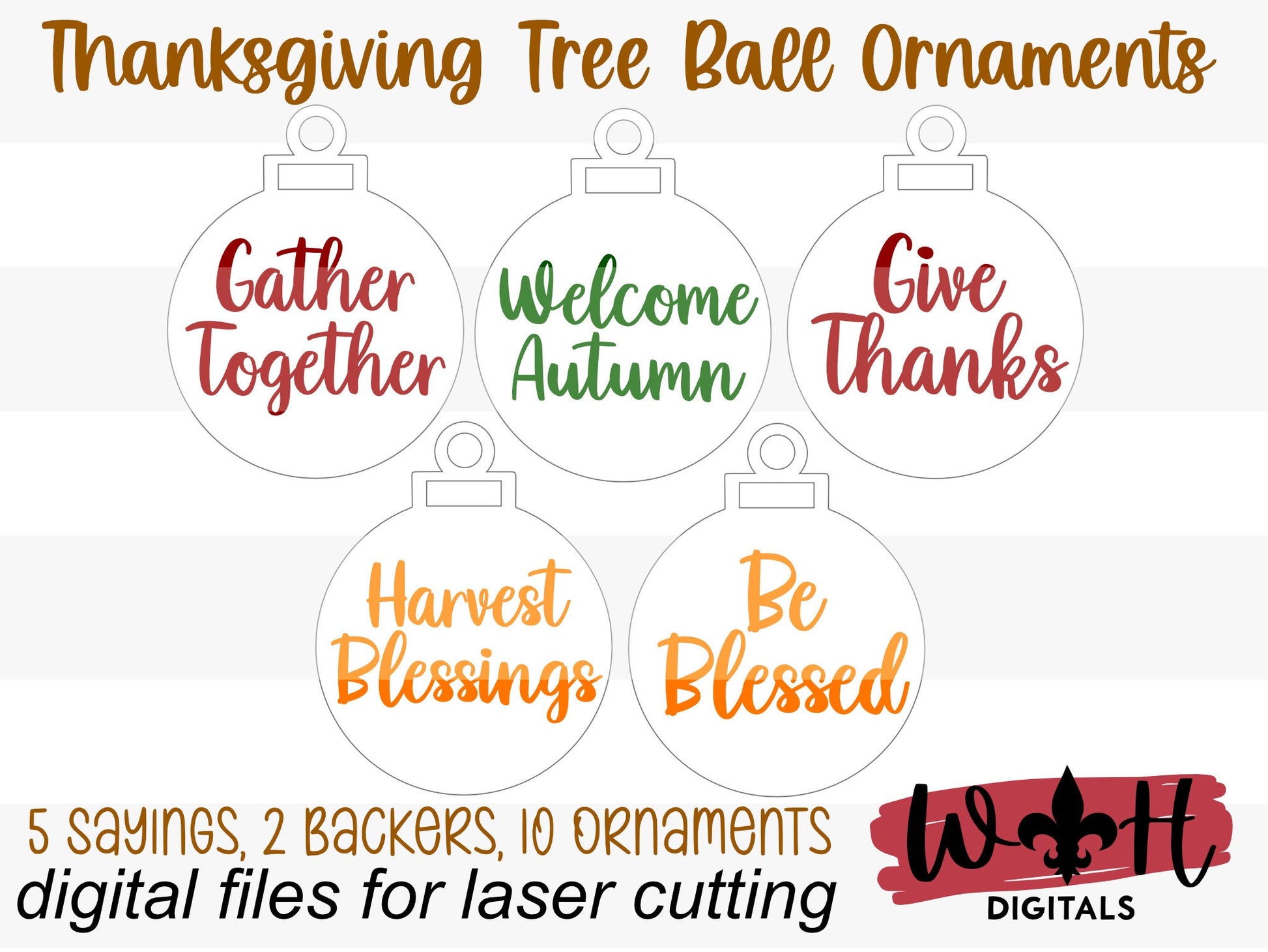 Thanksgiving Tree Ball Ornaments - Shiplap Farmhouse Style - Digital Files for Sign Making - SVG Cut File For Glowforge - Digital File