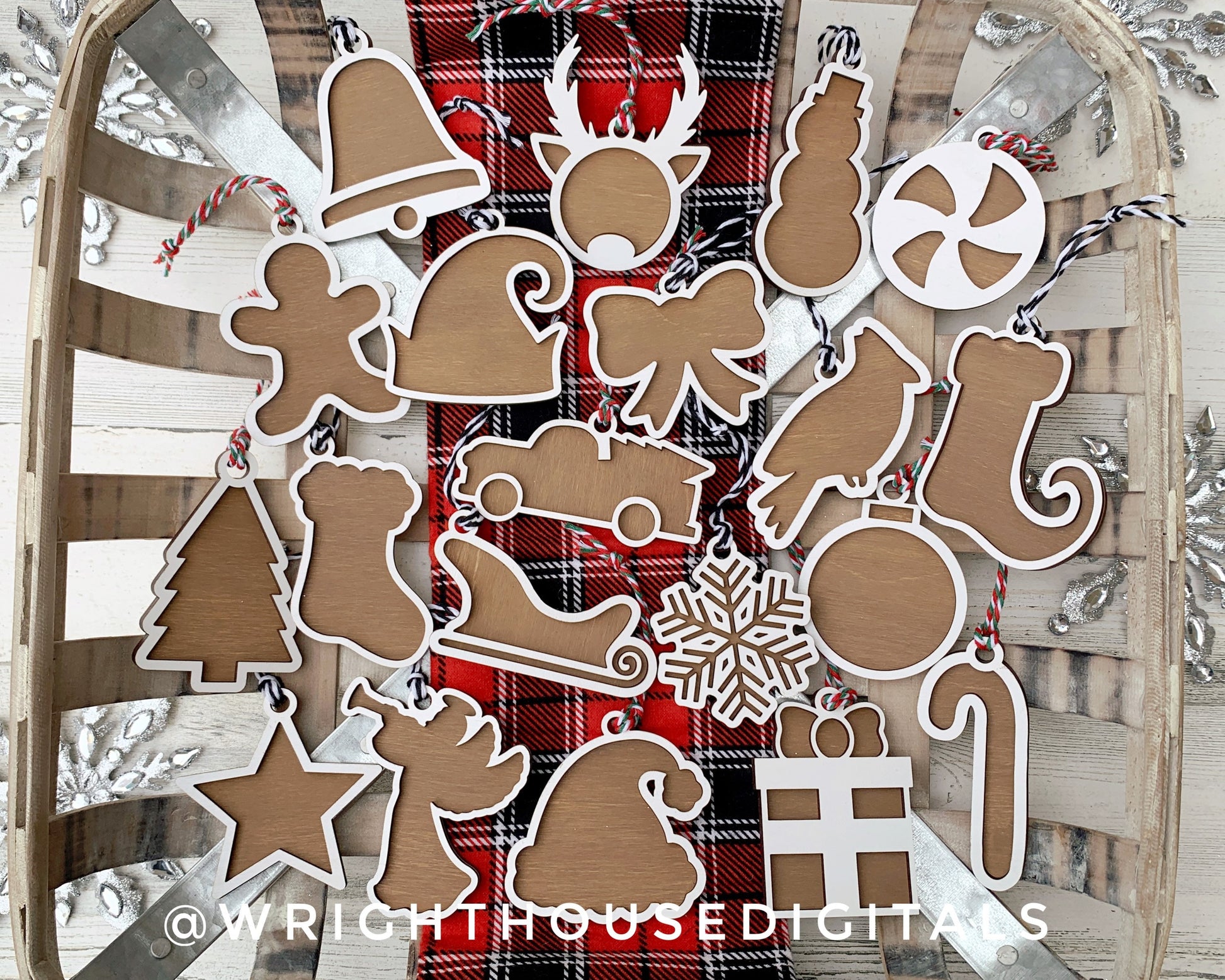 DIGITAL FILE - Gingerbread Christmas Cookie Ornaments - Layered - Rustic Farmhouse Style - SVG Cut File For Glowforge - Cut Files For Lasers