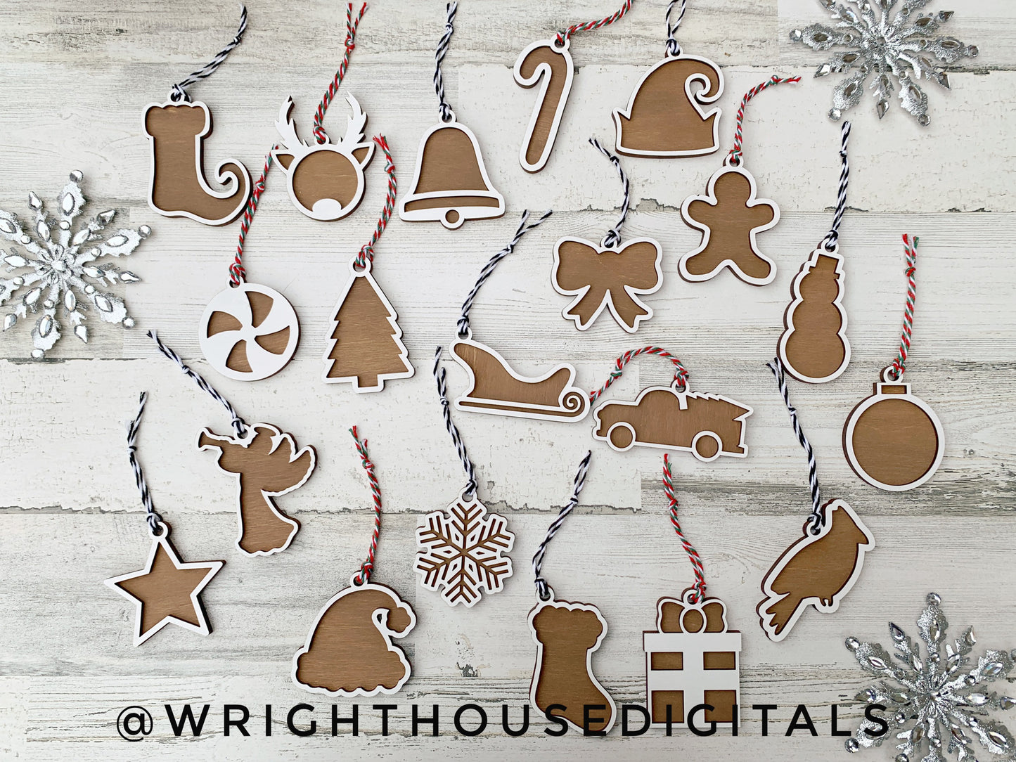 DIGITAL FILE - Gingerbread Christmas Cookie Ornaments - Layered - Rustic Farmhouse Style - SVG Cut File For Glowforge - Cut Files For Lasers