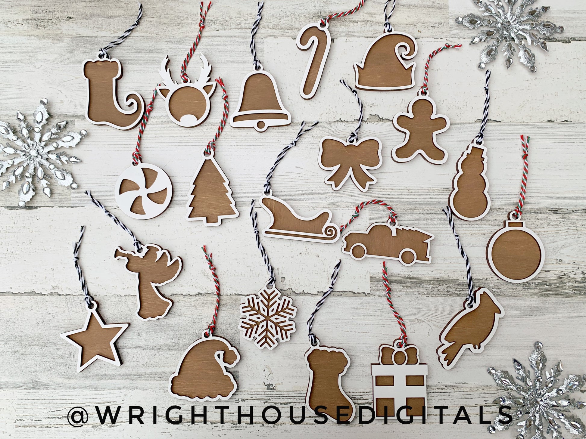 DIGITAL FILE - Gingerbread Christmas Cookie Ornaments - Layered - Rustic Farmhouse Style - SVG Cut File For Glowforge - Cut Files For Lasers