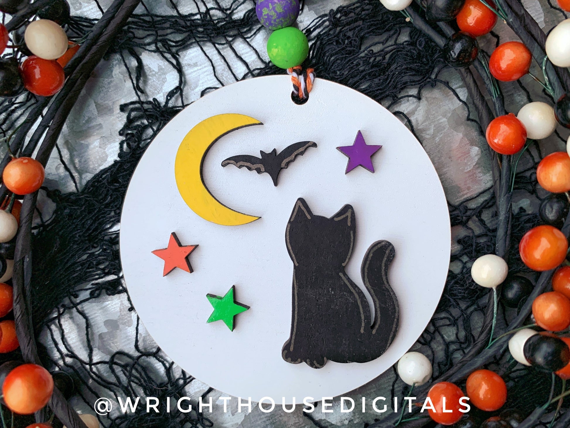 Halloween Icons Black Cat and Candy Mini Set - Spooky Handdrawn DIY Doodle Ornaments - Cut File For Glowforge Lasers - Digital SVG File