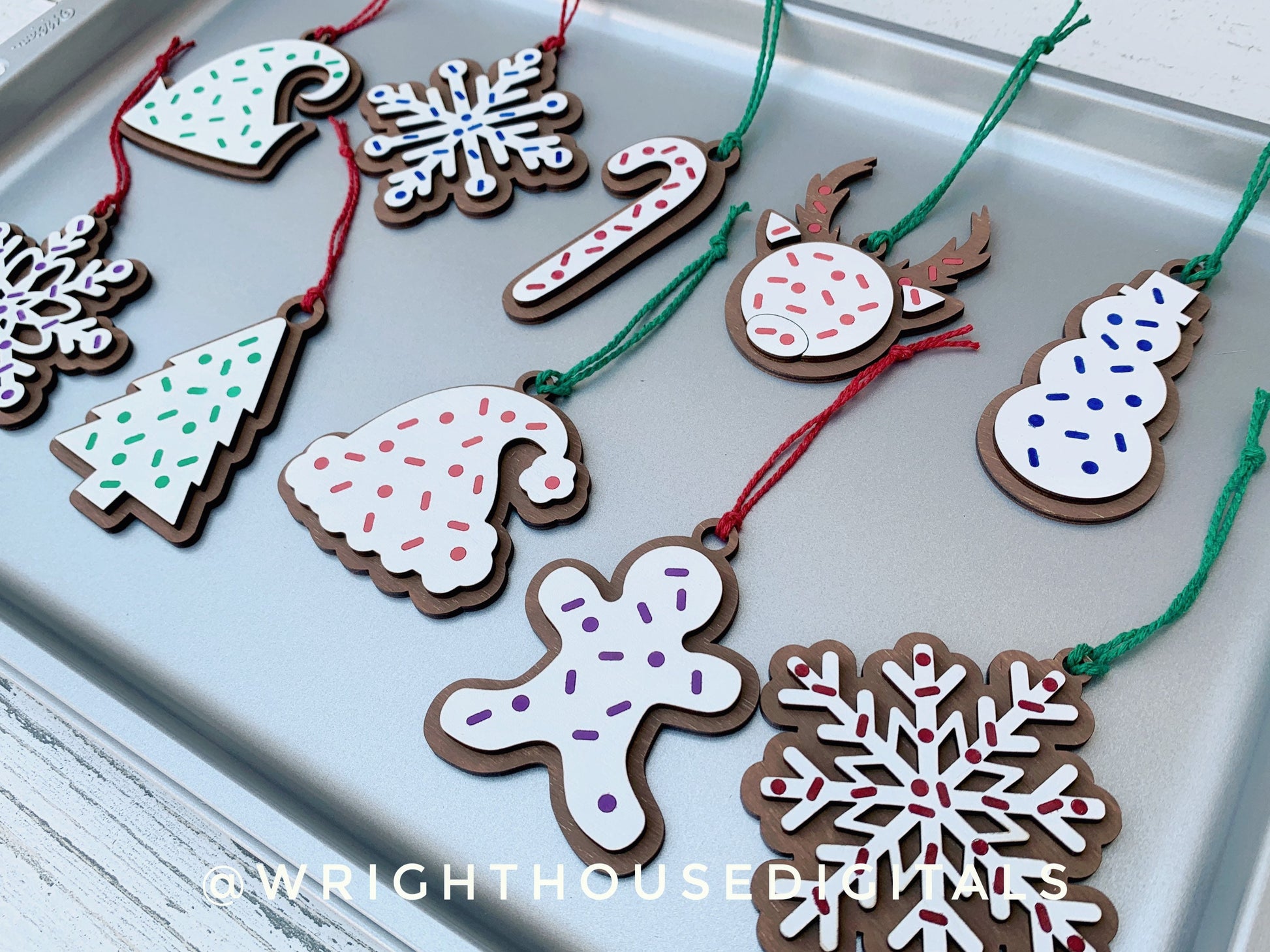 Frosted Sprinkle Christmas Cookie Ornaments - Layered DIY Stocking Stuffer Tags - Quick Cut File For Glowforge Lasers - Digital SVG File