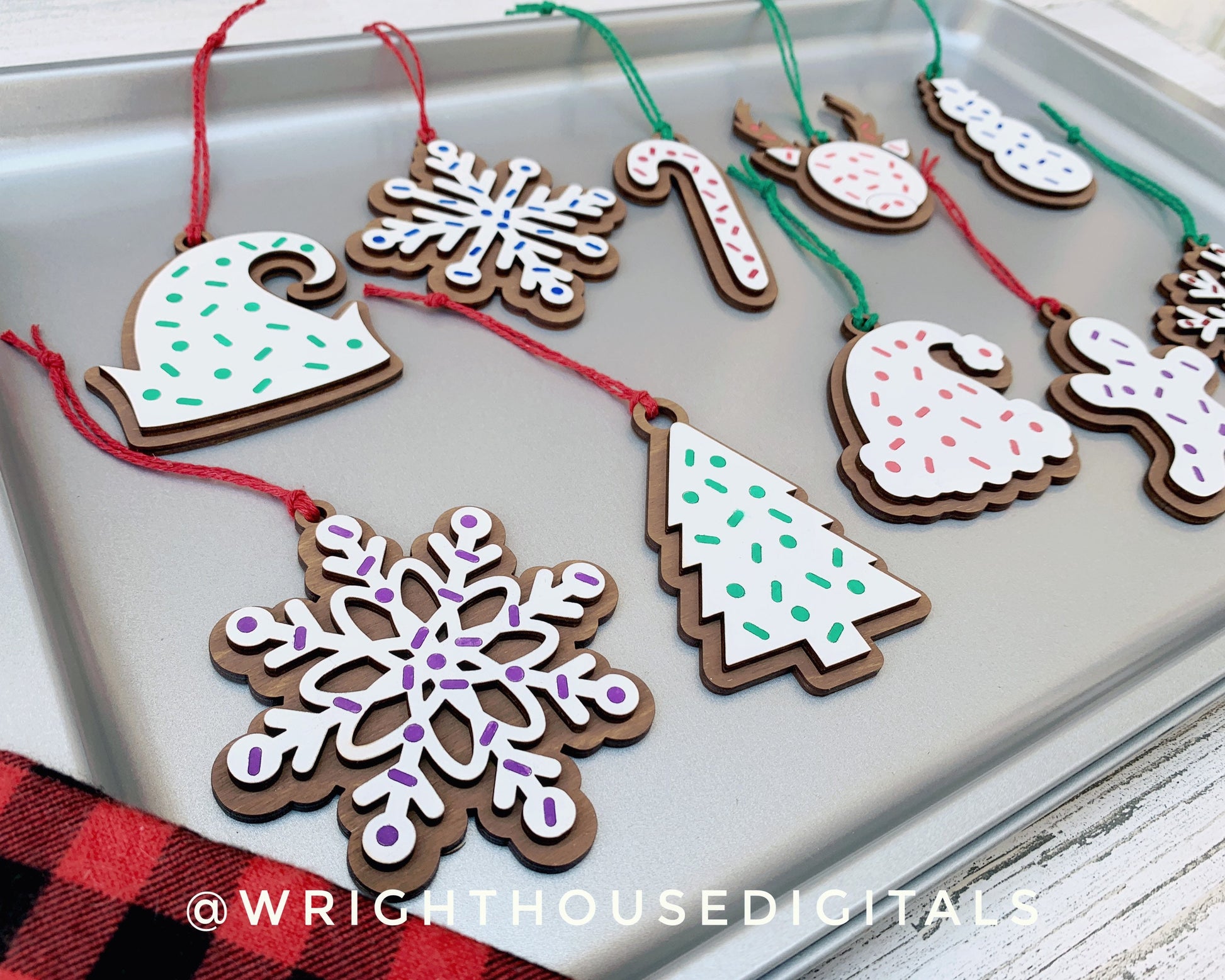 Frosted Sprinkle Christmas Cookie Ornaments - Layered DIY Stocking Stuffer Tags - Quick Cut File For Glowforge Lasers - Digital SVG File