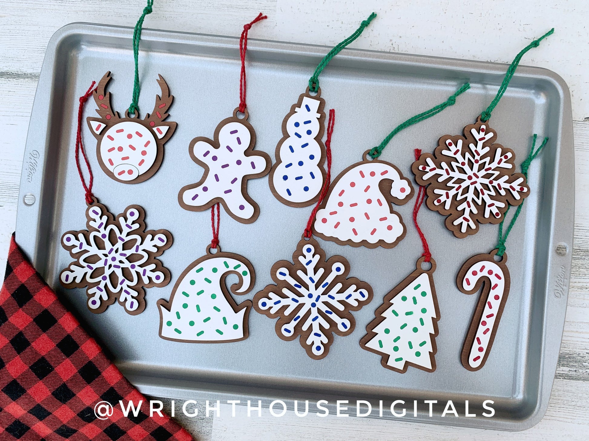 Frosted Sprinkle Christmas Cookie Ornaments - Layered DIY Stocking Stuffer Tags - Quick Cut File For Glowforge Lasers - Digital SVG File