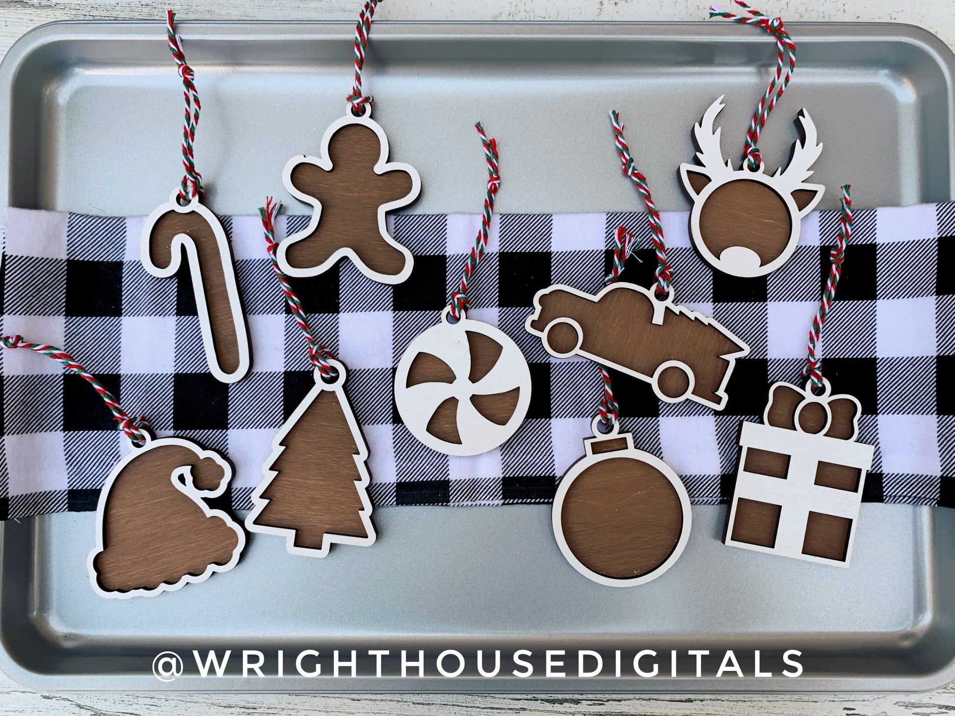 DIGITAL FILE - Gingerbread Christmas Cookie Ornaments - Layered - Rustic Farmhouse Style - SVG Cut File For Glowforge - Cut Files For Lasers