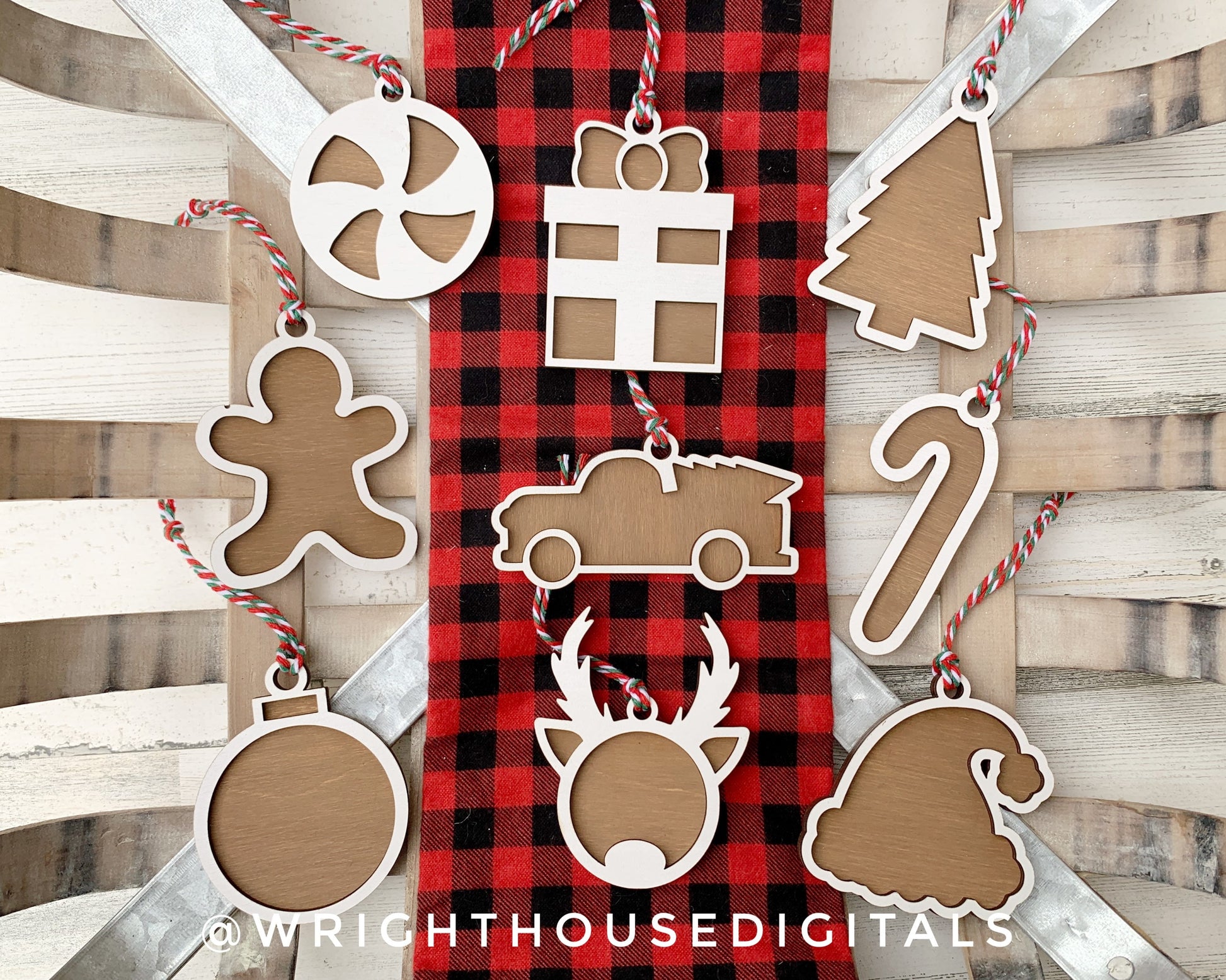 DIGITAL FILE - Gingerbread Christmas Cookie Ornaments - Layered - Rustic Farmhouse Style - SVG Cut File For Glowforge - Cut Files For Lasers