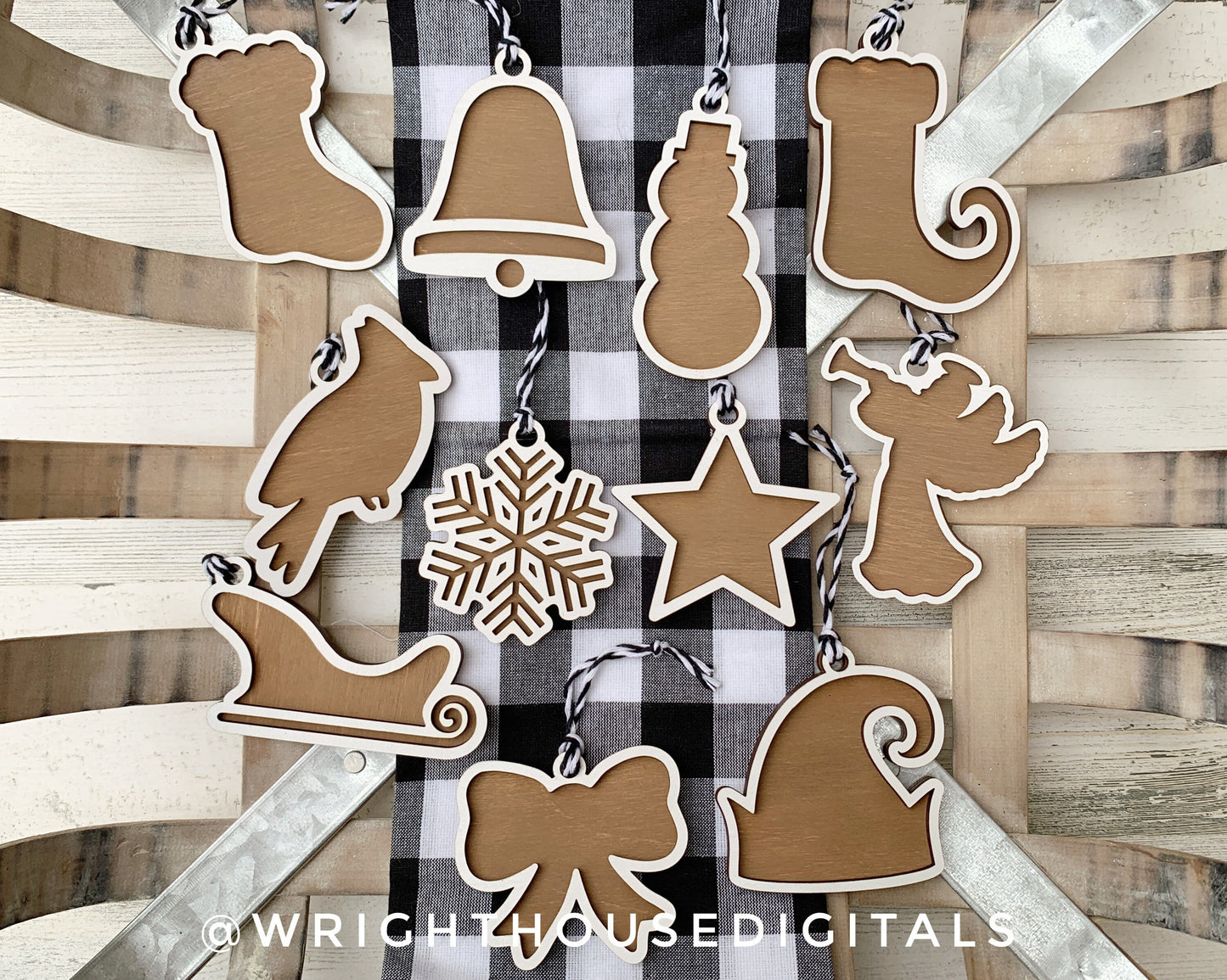 DIGITAL FILE - Gingerbread Christmas Cookie Ornaments - Layered - Rustic Farmhouse Style - SVG Cut File For Glowforge - Cut Files For Lasers