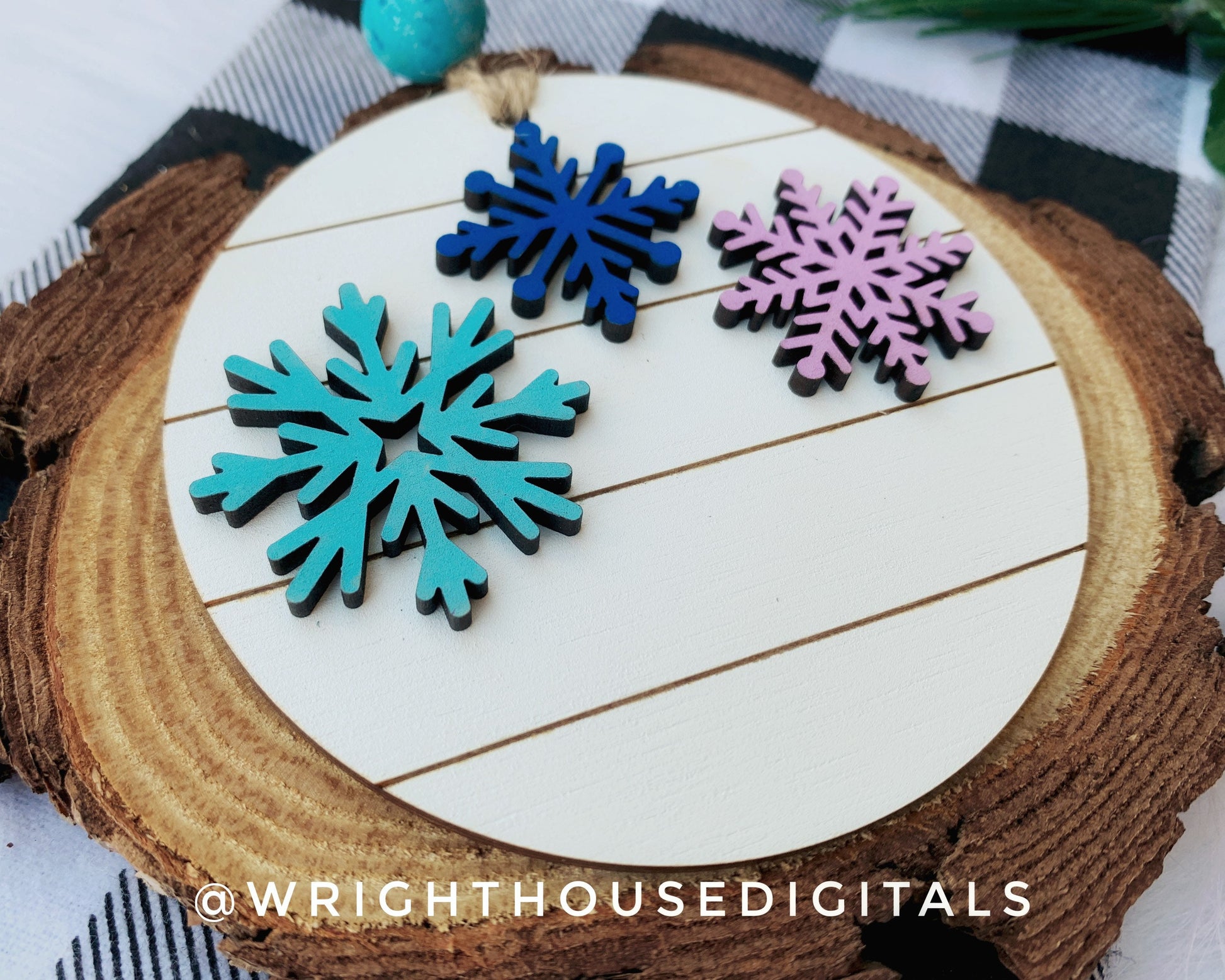 Winter Icons Snowflake Penguin Polar Bear - Modern Farmhouse Mini Ornament Set - Personalizable Cut File For Glowforge - Digital SVG File