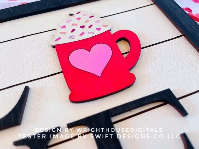 Valentine’s Day Love and Lattes - Subway Coffee Bar Framed Sign - Files for Sign Making - SVG Cut File For Glowforge - Digital File