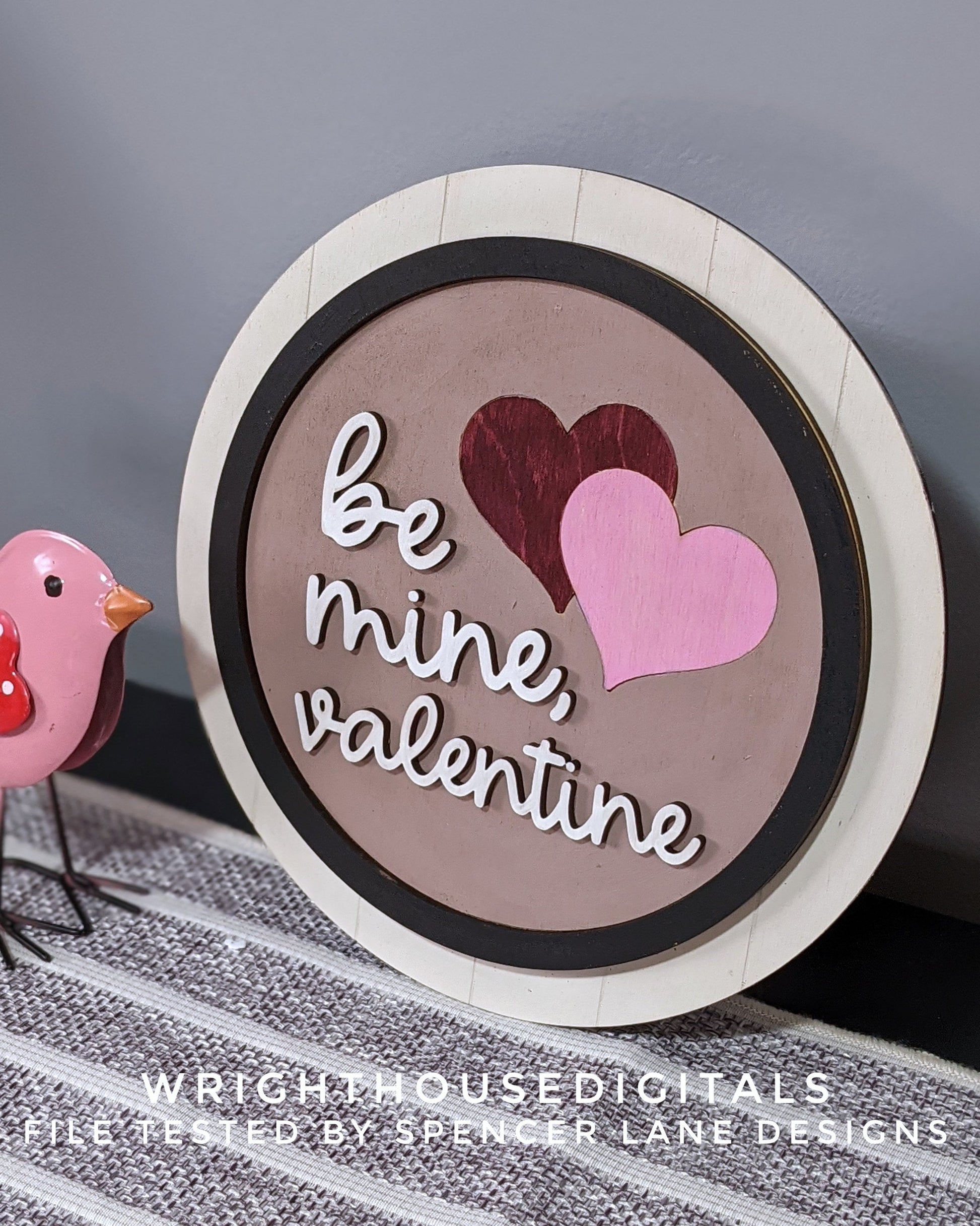 Be Mine Valentine Hearts Shiplap Shelf Sitter - Round and Square Frames - Files for Sign Making - SVG Cut File For Glowforge - Digital File