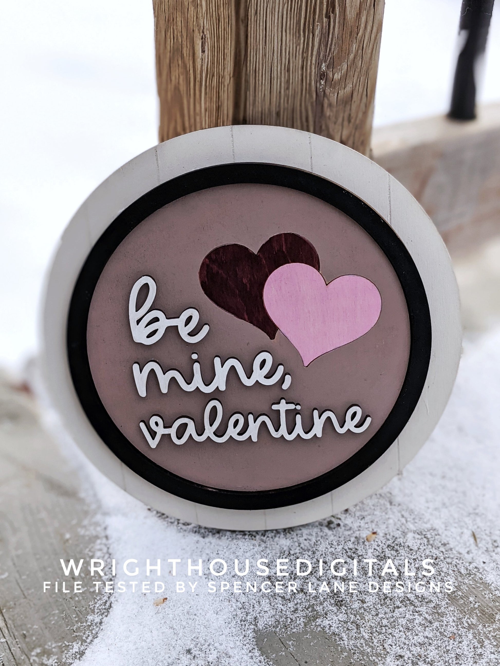 Be Mine Valentine Hearts Shiplap Shelf Sitter - Round and Square Frames - Files for Sign Making - SVG Cut File For Glowforge - Digital File