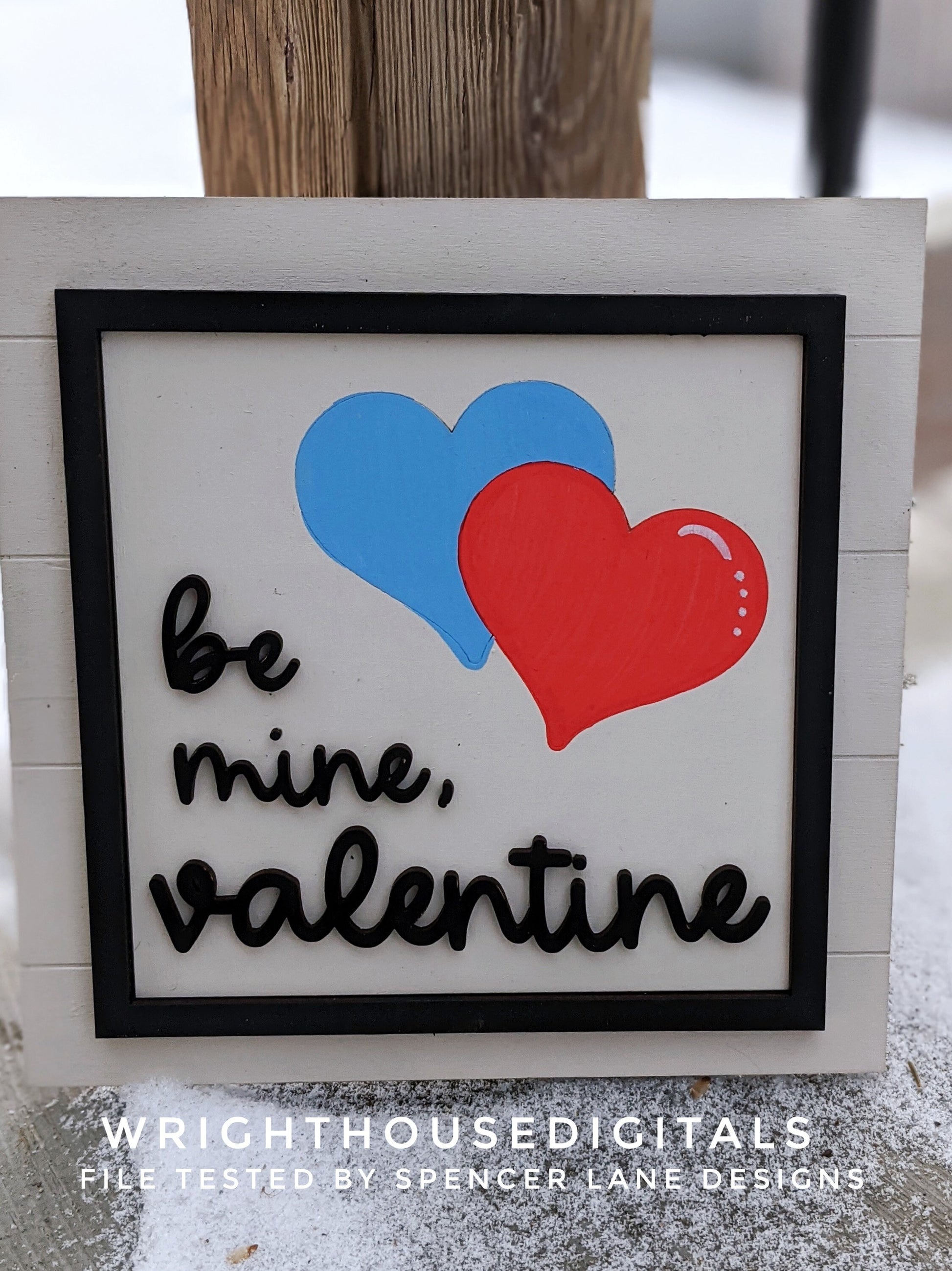 Be Mine Valentine Hearts Shiplap Shelf Sitter - Round and Square Frames - Files for Sign Making - SVG Cut File For Glowforge - Digital File