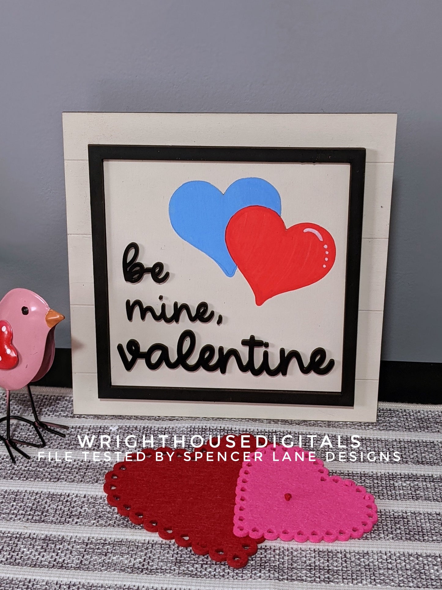 Be Mine Valentine Hearts Shiplap Shelf Sitter - Round and Square Frames - Files for Sign Making - SVG Cut File For Glowforge - Digital File