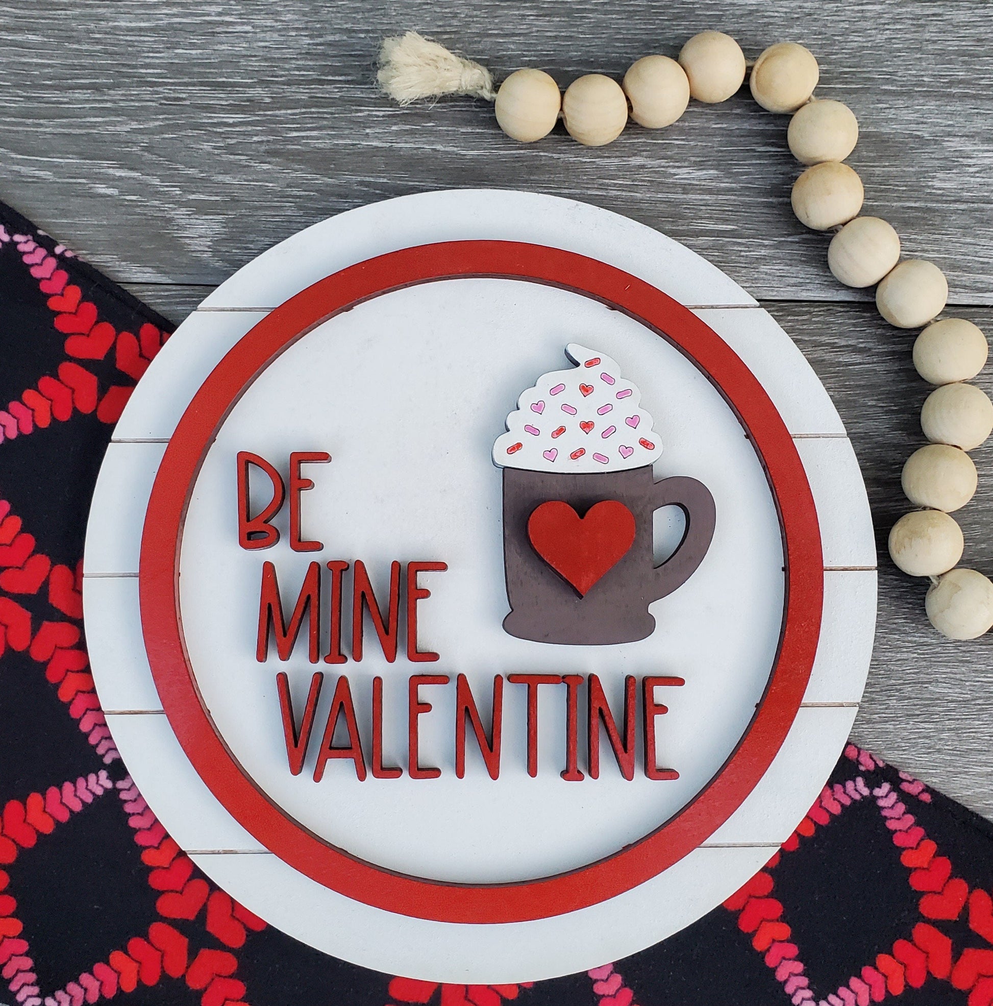 Be Mine Valentine Latte Shiplap Shelf Sitter - Round and Square Frames - Files for Sign Making - SVG Cut File For Glowforge - Digital File