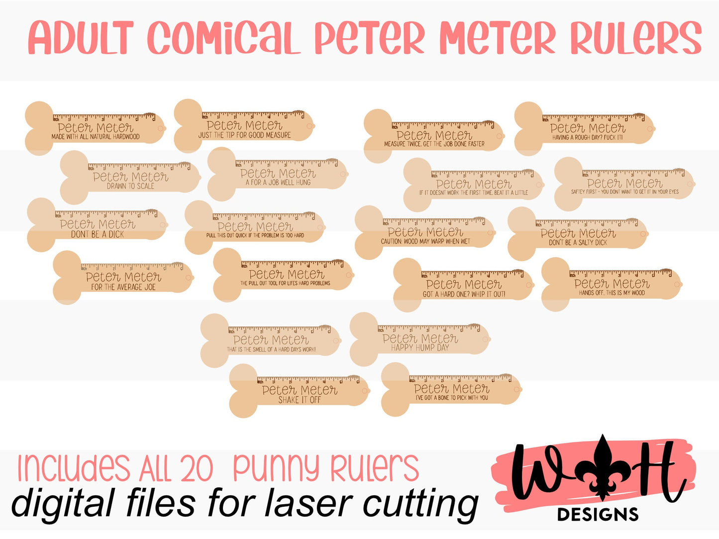 Nsfw Peter Meter Average Sized Pun Rulers - Funny Gag Gift For Adults - 6 Inch Score Rulers - Digital SVG Cut Files For Glowforge Lasers