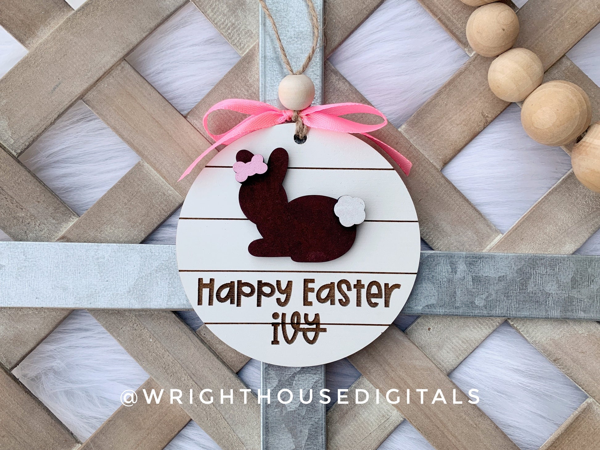 Easter Bunny Shiplap Ornaments and Basket Tags - Seasonal Tiered Tray Decor and DIY Kits - Cut File For Glowforge Lasers - Digital SVG File