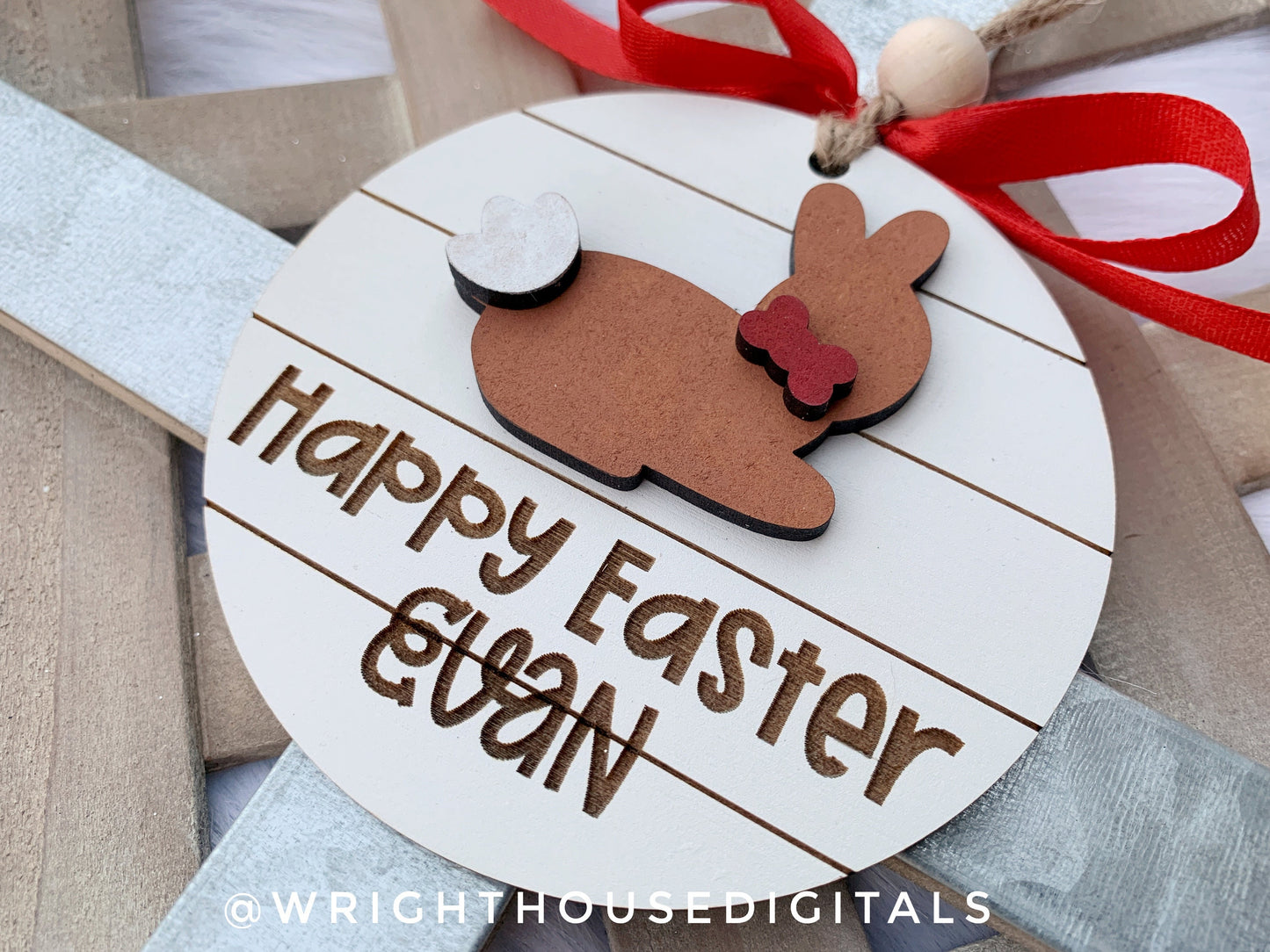 Easter Bunny Shiplap Ornaments and Basket Tags - Seasonal Tiered Tray Decor and DIY Kits - Cut File For Glowforge Lasers - Digital SVG File