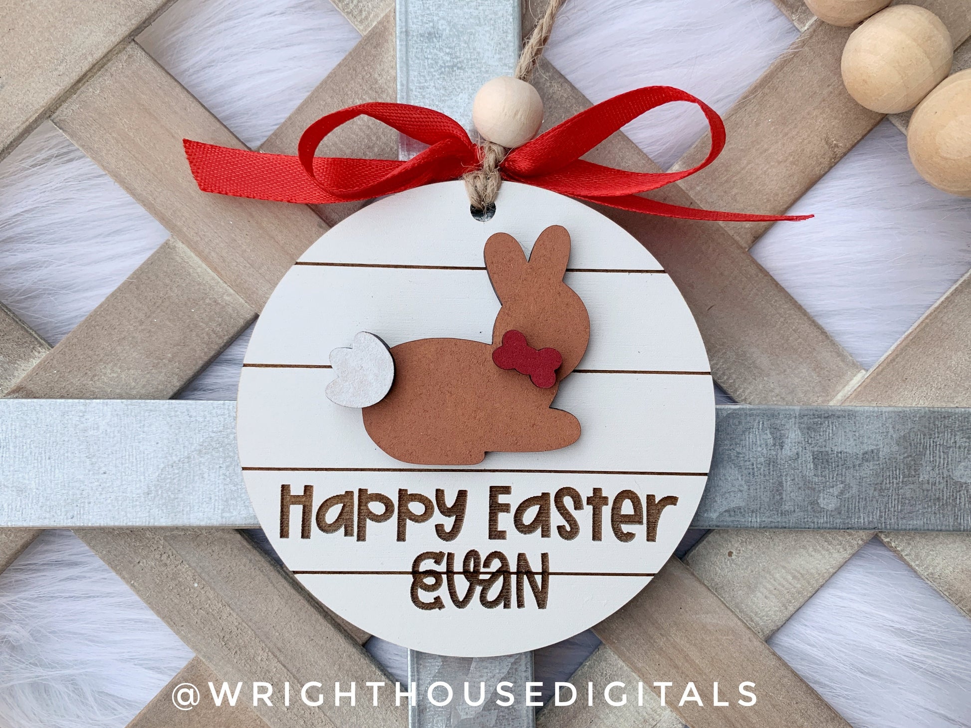 Easter Bunny Shiplap Ornaments and Basket Tags - Seasonal Tiered Tray Decor and DIY Kits - Cut File For Glowforge Lasers - Digital SVG File