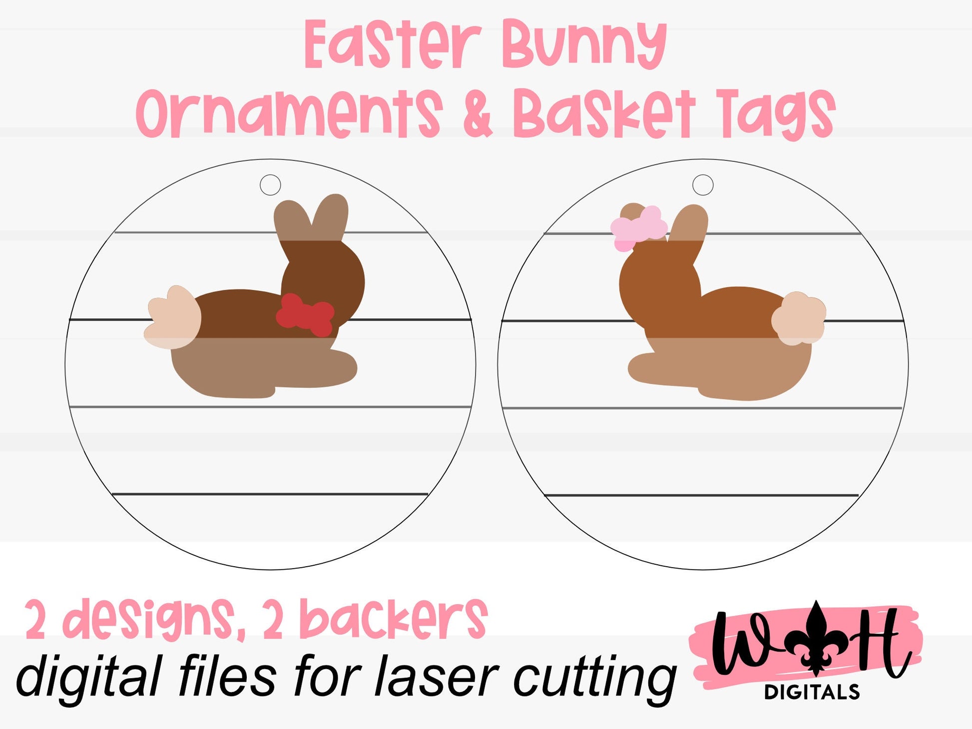 Easter Bunny Shiplap Ornaments and Basket Tags - Seasonal Tiered Tray Decor and DIY Kits - Cut File For Glowforge Lasers - Digital SVG File