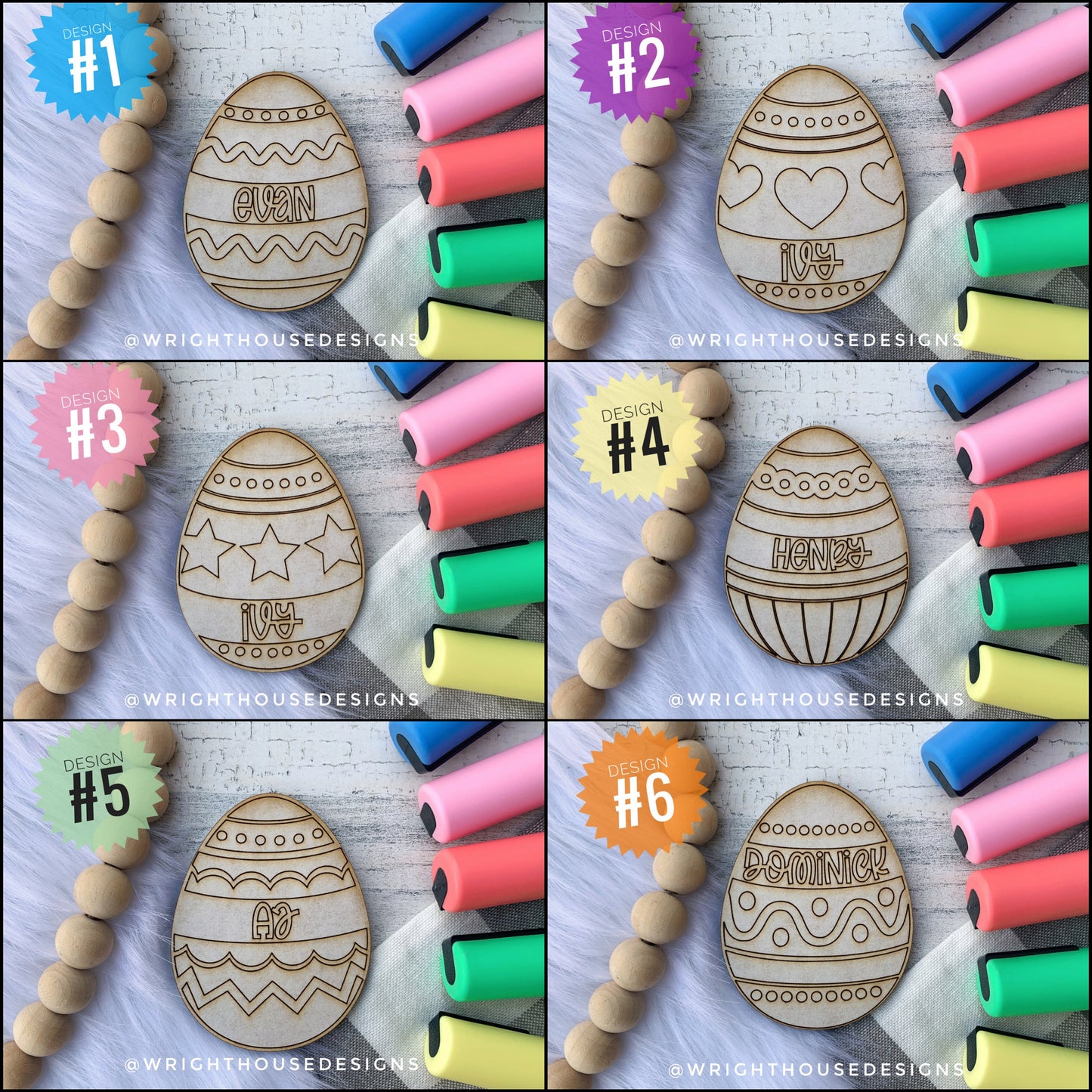 Easter Bunny Color Eggs and Personalizable Basket Tags - Tiered Tray Decor and DIY Kits - Cut File For Glowforge Lasers - Digital SVG File