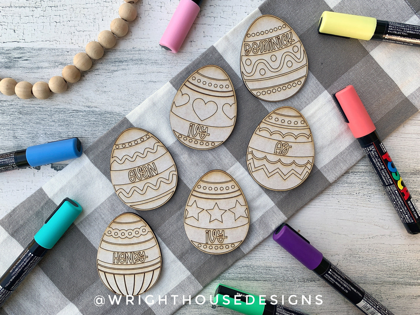 Easter Bunny Color Eggs and Personalizable Basket Tags - Tiered Tray Decor and DIY Kits - Cut File For Glowforge Lasers - Digital SVG File