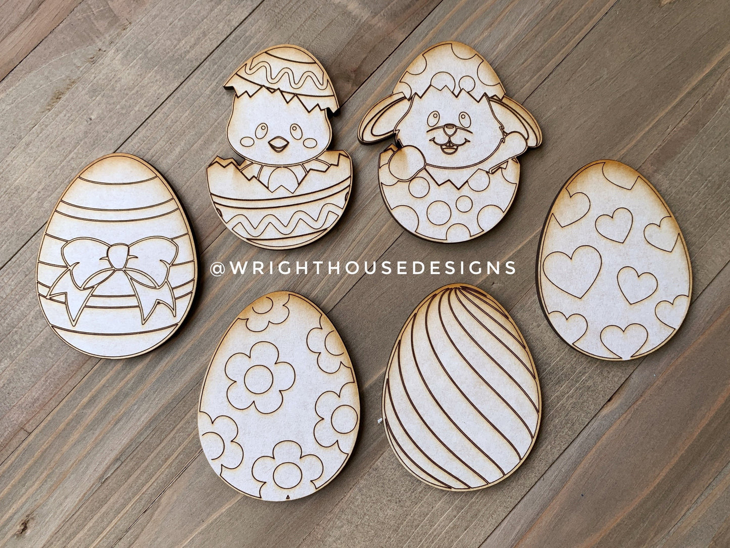 Easter Bunny Color Eggs and Bunny Basket Tags - Seasonal Tiered Tray Decor and DIY Kits - Cut File For Glowforge Lasers - Digital SVG File