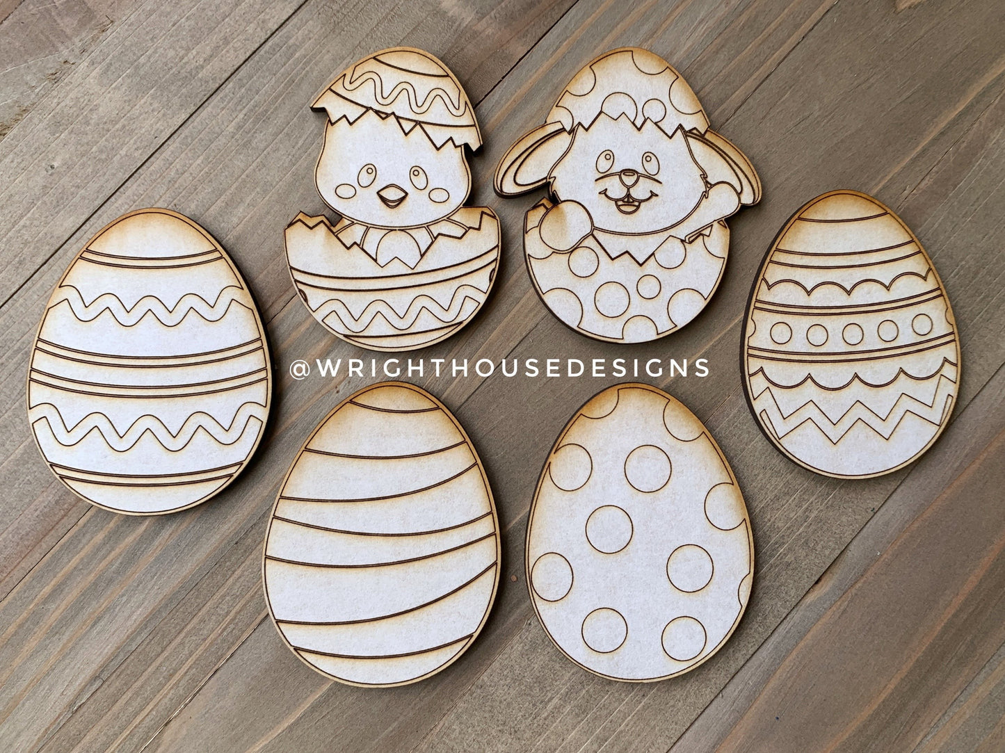 Easter Bunny Color Eggs and Bunny Basket Tags - Seasonal Tiered Tray Decor and DIY Kits - Cut File For Glowforge Lasers - Digital SVG File