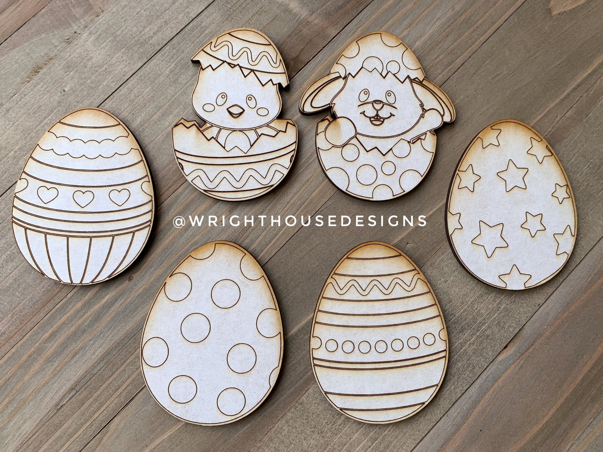 Easter Bunny Color Eggs and Bunny Basket Tags - Seasonal Tiered Tray Decor and DIY Kits - Cut File For Glowforge Lasers - Digital SVG File