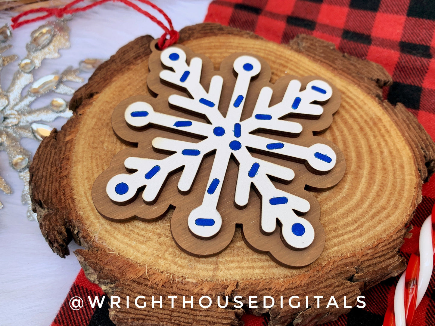 Frosted Sprinkle Christmas Sugar Cookie Tree Wooden Ornament Set - DIY Stocking Stuffer - Present Tag - Gift Wrapping Accessory