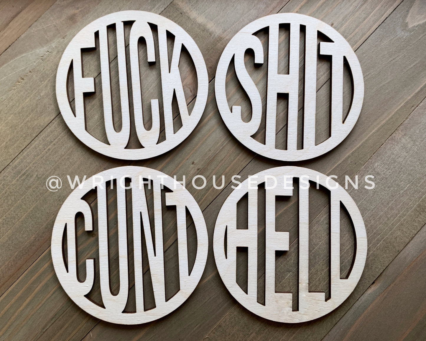 Nsfw Curse Word Coffee and Tea Coaster Set - Quick Cut Files for Laser Making - SVG Cut File For Glowforge - Digital File