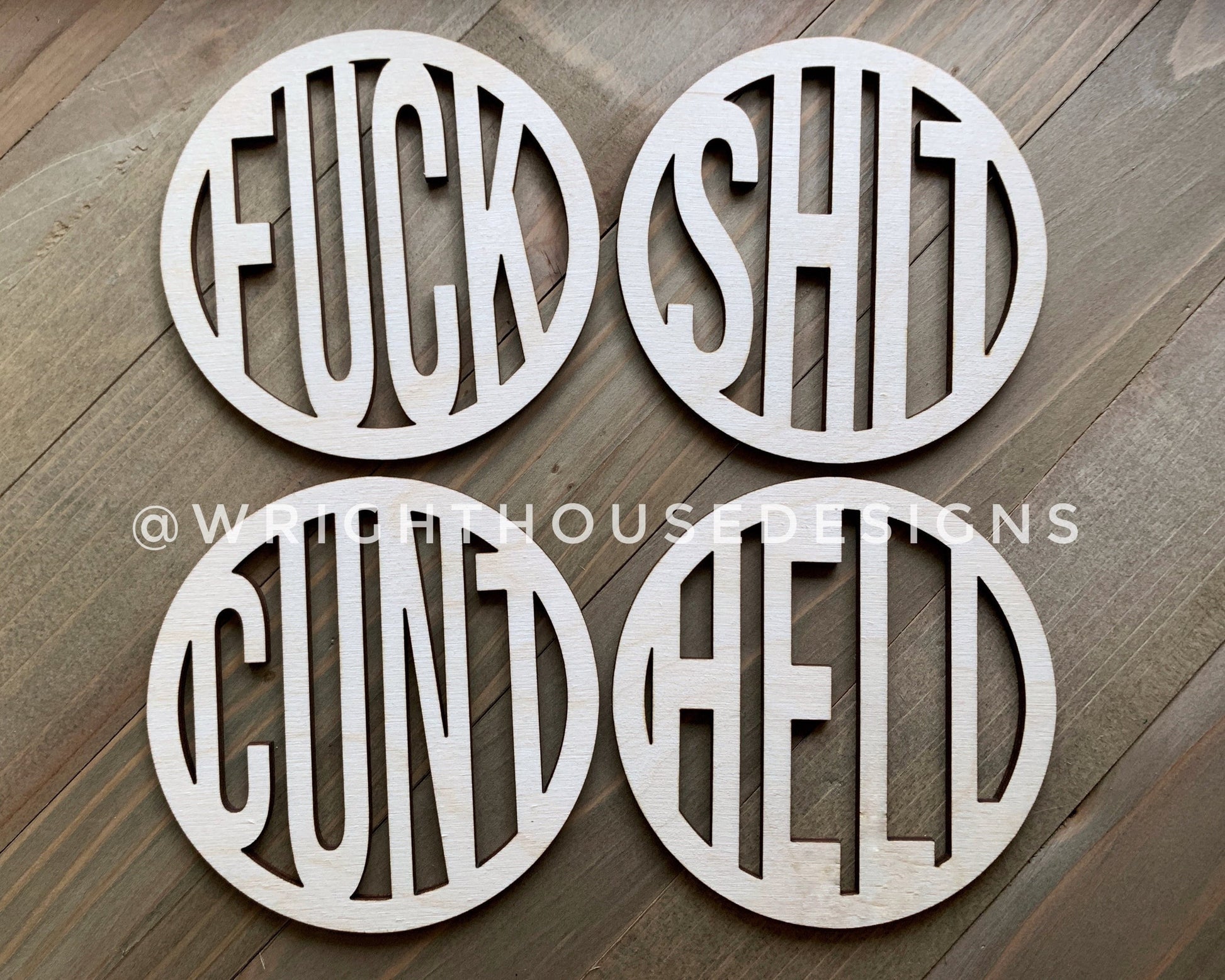 Nsfw Curse Word Coffee and Tea Coaster Set - Quick Cut Files for Laser Making - SVG Cut File For Glowforge - Digital File