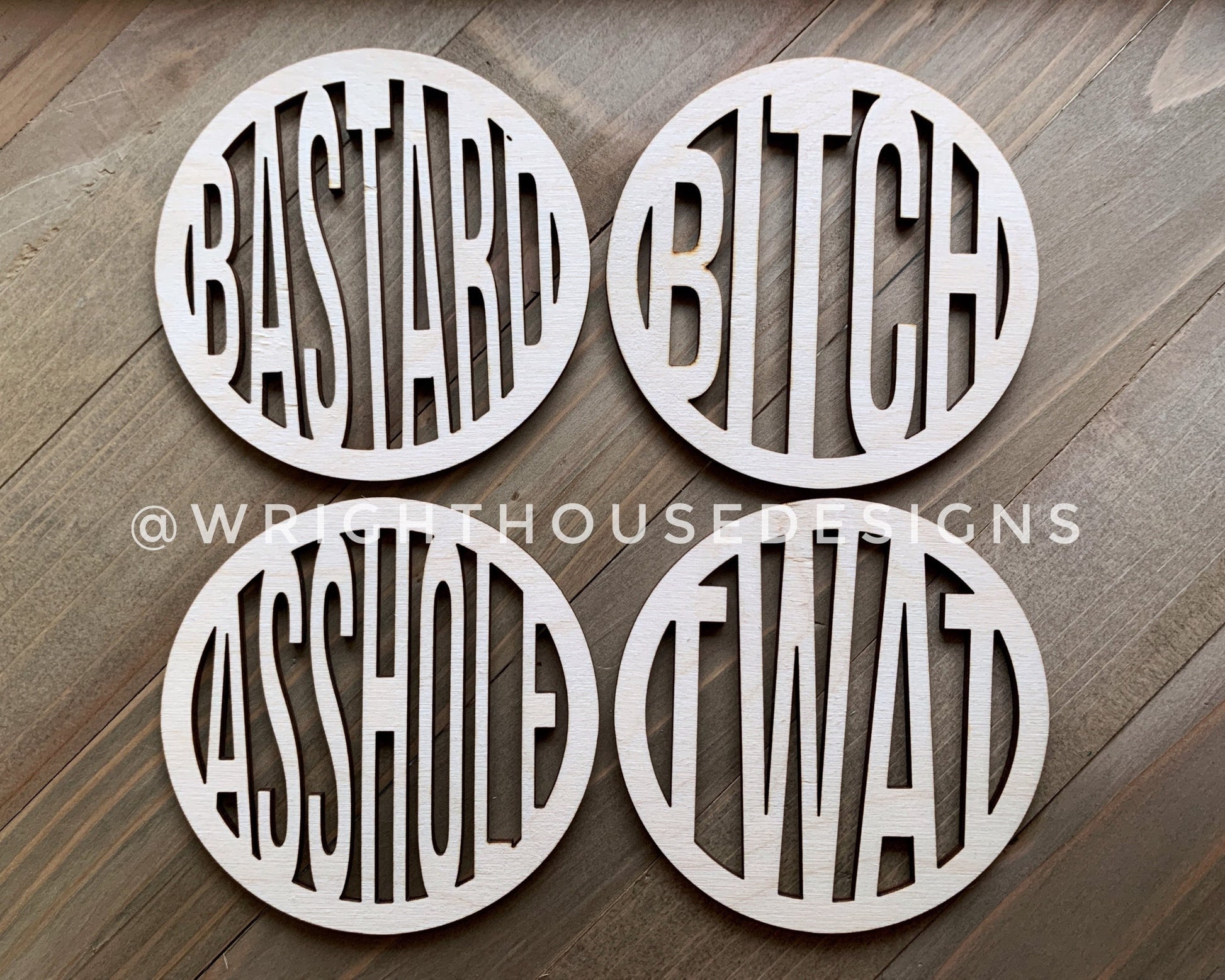 Nsfw Curse Word Coffee and Tea Coaster Set - Quick Cut Files for Laser Making - SVG Cut File For Glowforge - Digital File