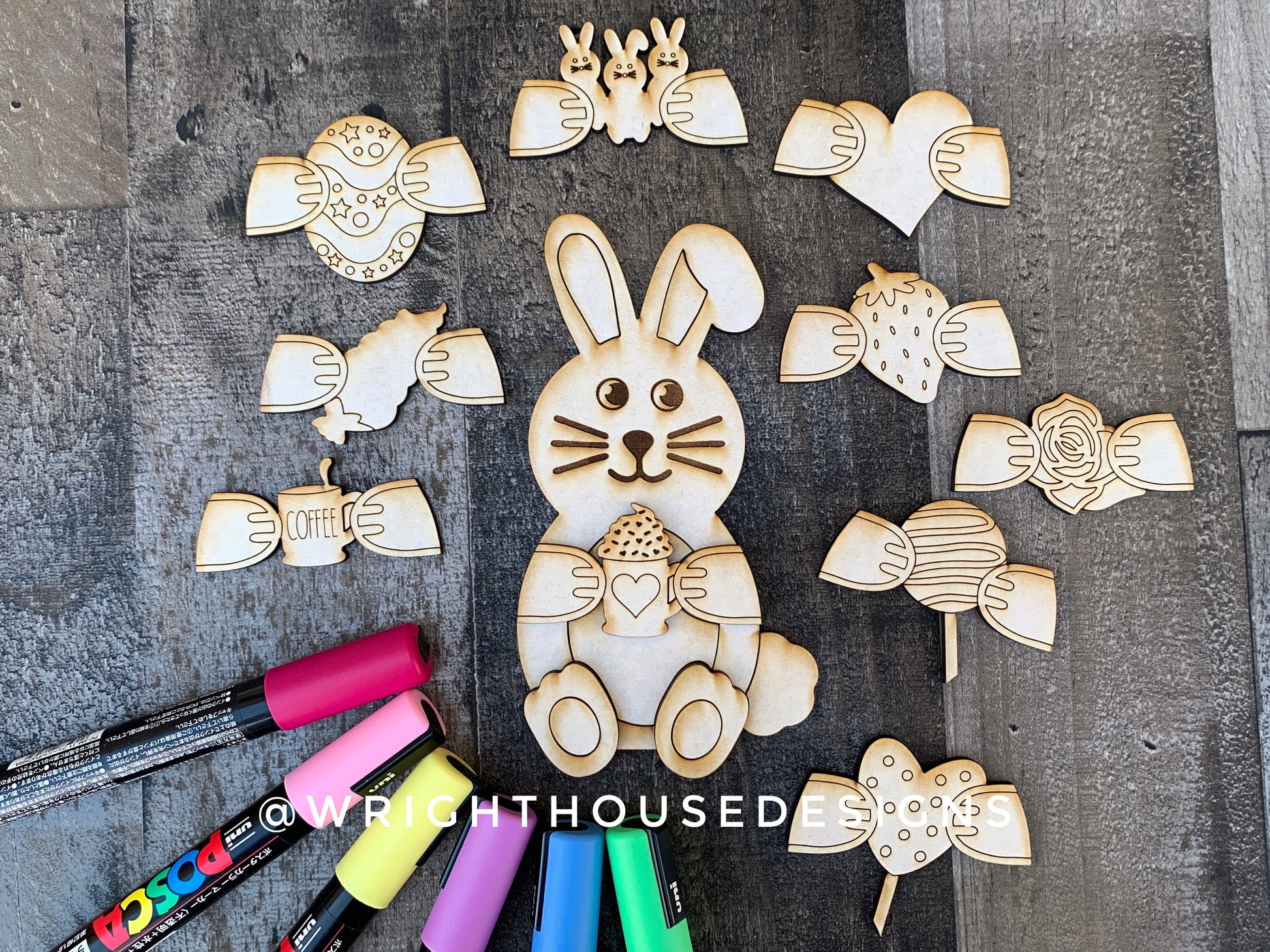 Valentine Easter Bunny Interchangeable Shelf Sitter Round - Seasonal Decor and DIY Kits - Cut File For Glowforge Lasers - Digital SVG File