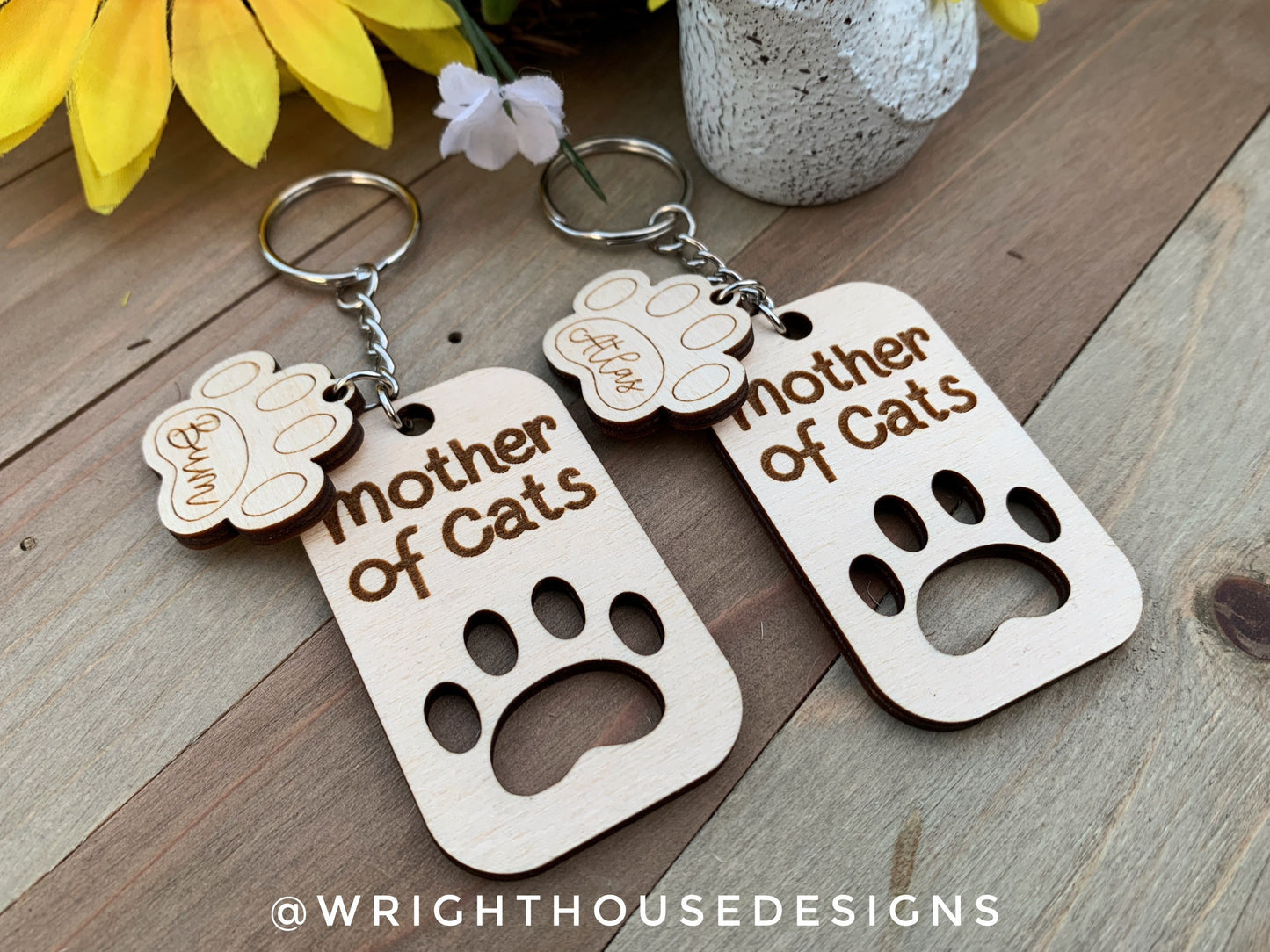 Cat and Dog Paw Keychains For Valentine's Day - Gift For Pet Lovers - Mom, Dad, Auntie, Uncle - Digital SVG Cut Files For Glowforge Lasers