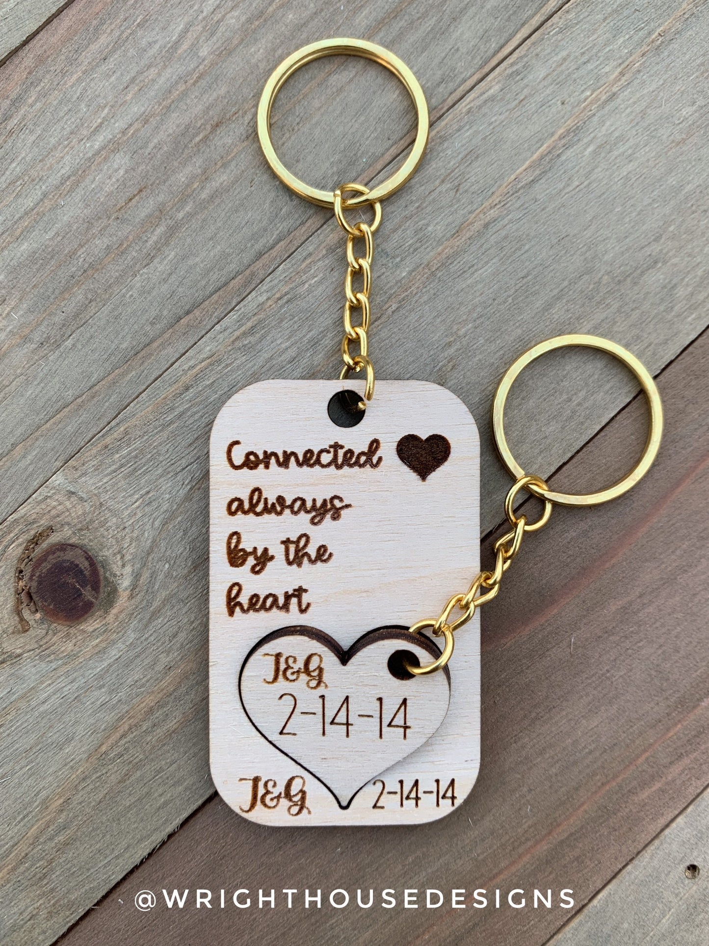 Heart and Puzzle Keychains For Valentine's Day - Couples Personalized Anniversary Gifts - Digital SVG Cut Files For Glowforge Lasers