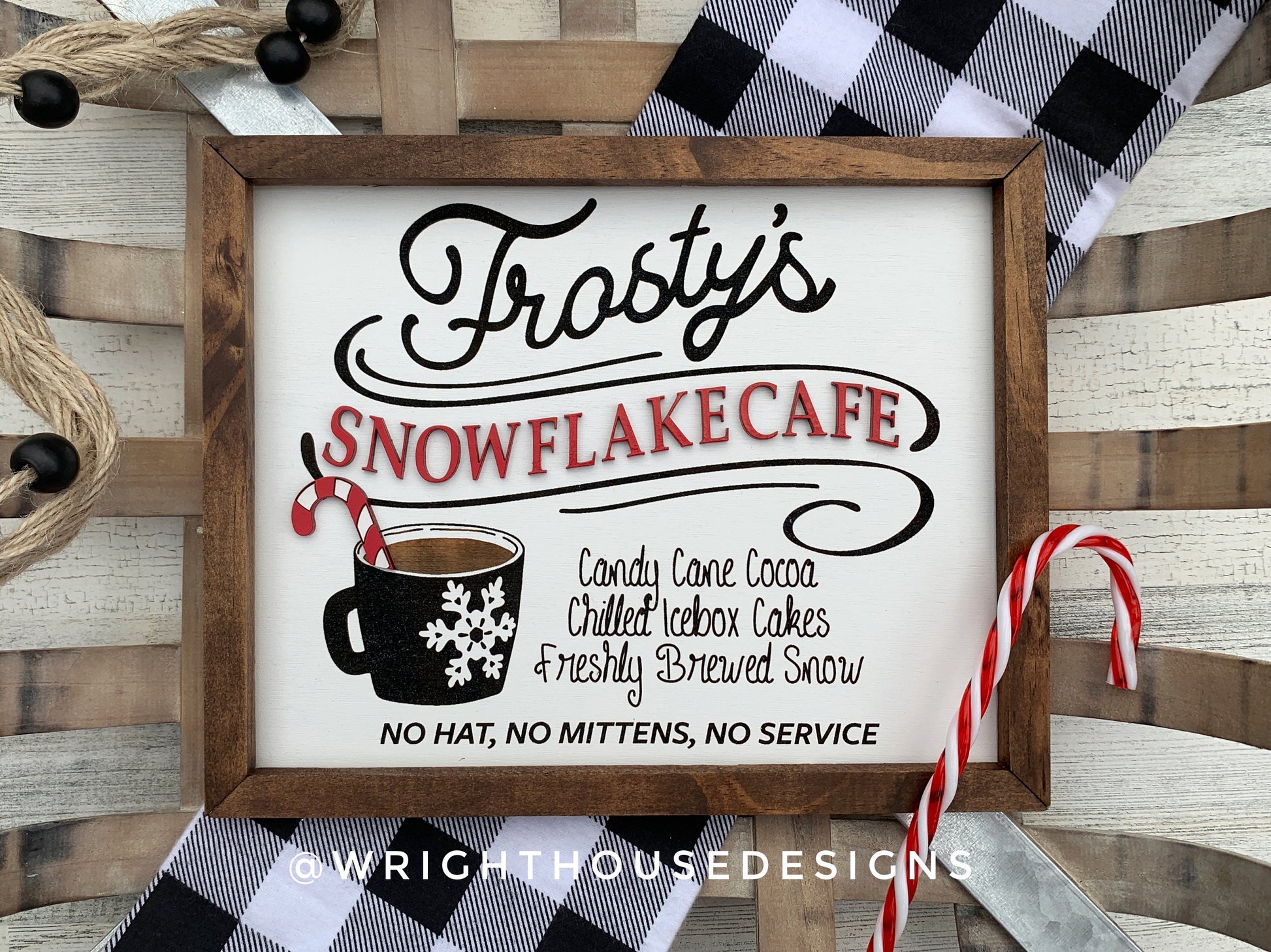 Frostys Snowflake Cafe - Christmas Coffee Bar Sign - Seasonal Home Decor - Festive Holiday Wall Art - Winter Cottagecore - Secret Santa Gift