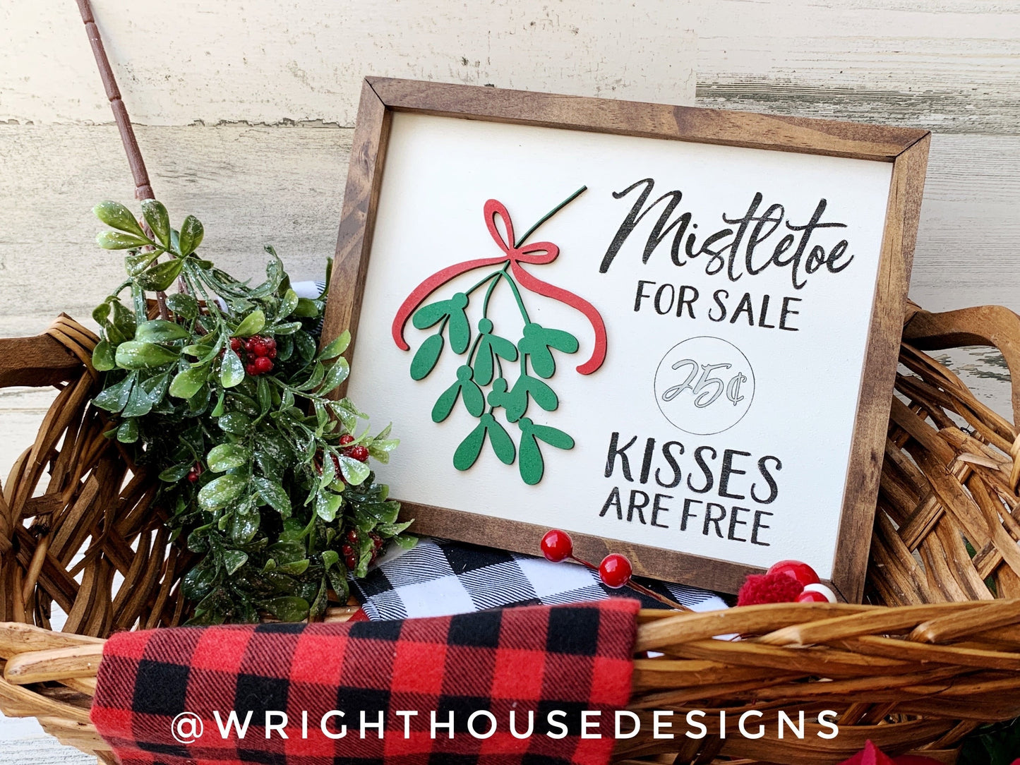 Mistletoe For Sale Kisses Are Free - Christmas Coffee Bar Sign - Seasonal Home Decor - Winter Cottagecore - Festive Wall Art - Couples Gift