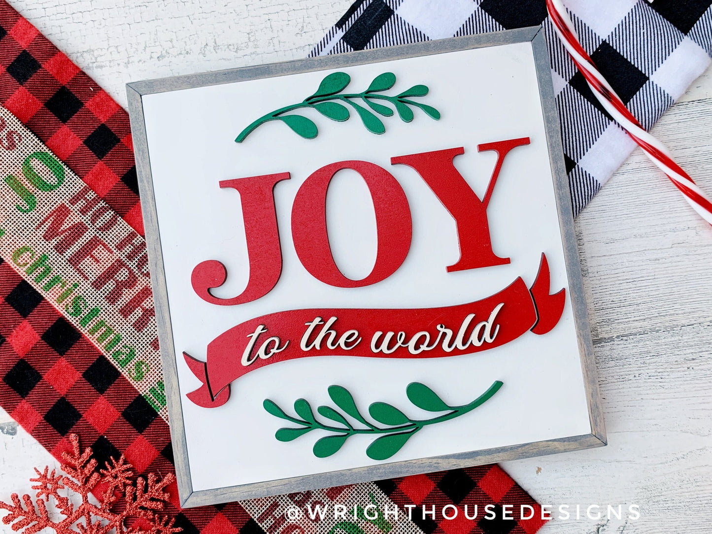 Joy To The World - Merry and Bright - Christmas Coffee Bar Sign - Seasonal Home and Kitchen Decor - Handcrafted Wooden Framedd Wall Art