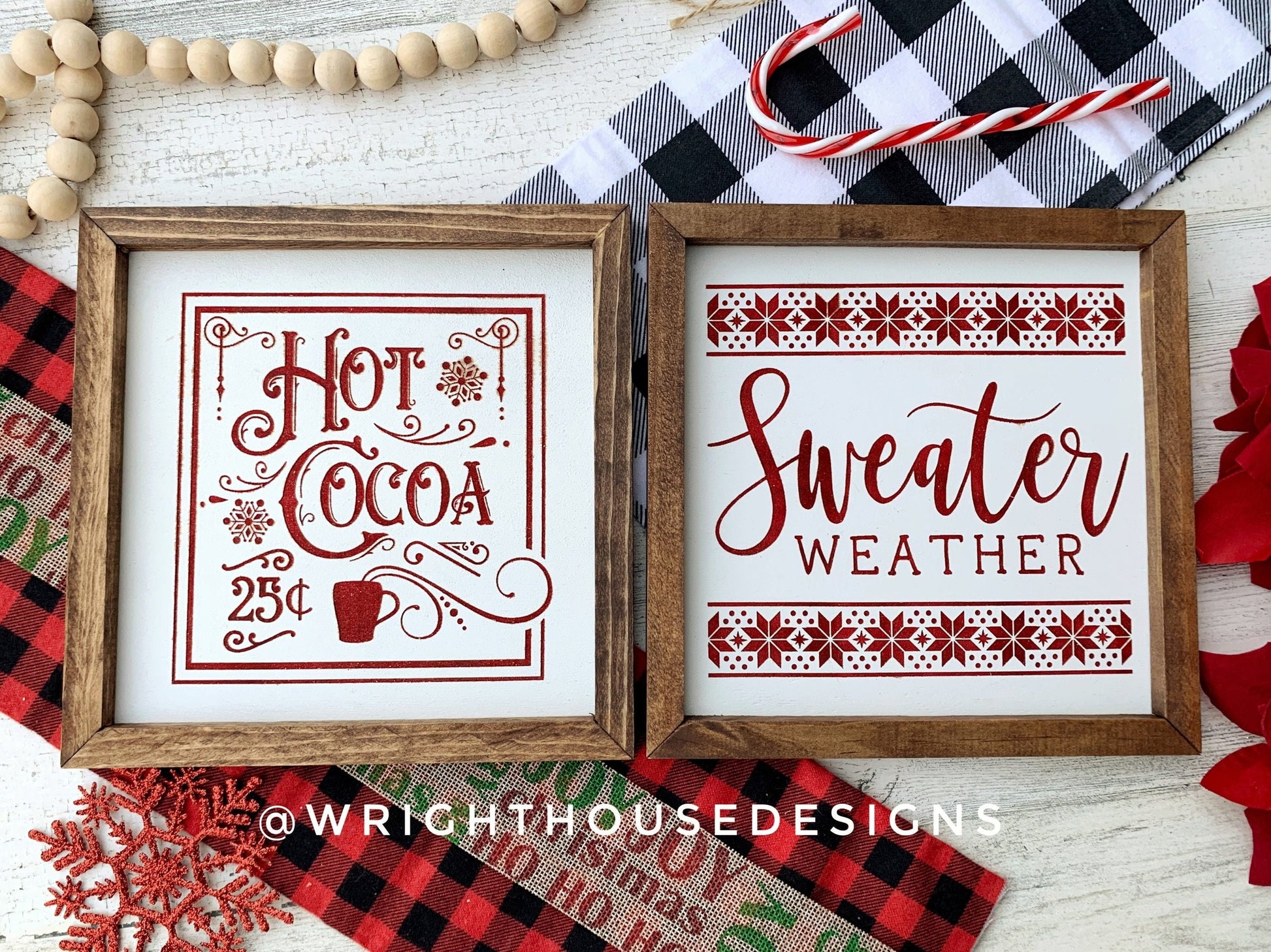 Sweater Weather - Hot Cocoa - Christmas Coffee Bar Sign - Nordic Ski Lodge Decor - Festive Wall Art - Winter Cottagecore - Secret Santa Gift