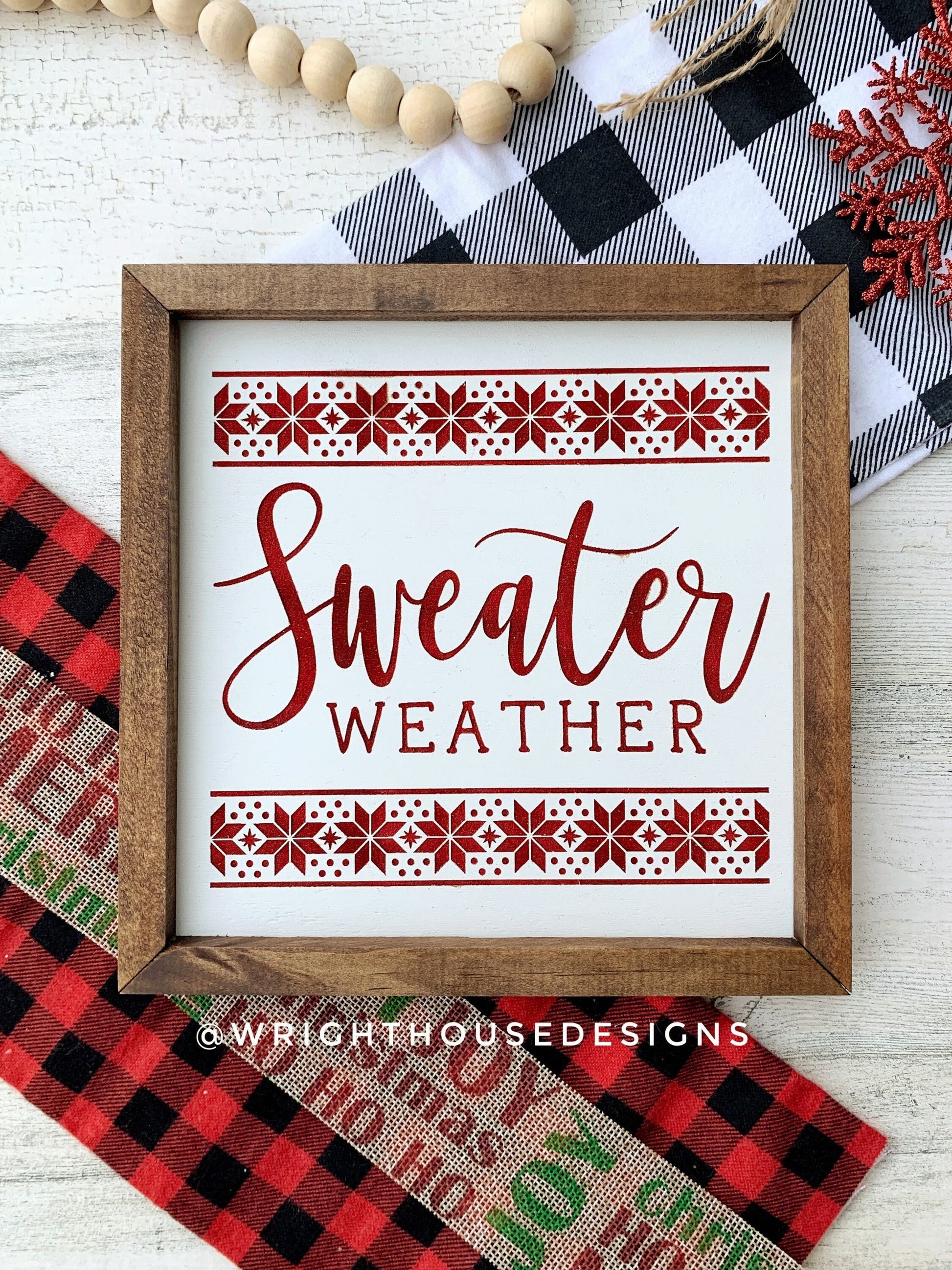 Sweater Weather - Hot Cocoa - Christmas Coffee Bar Sign - Nordic Ski Lodge Decor - Festive Wall Art - Winter Cottagecore - Secret Santa Gift