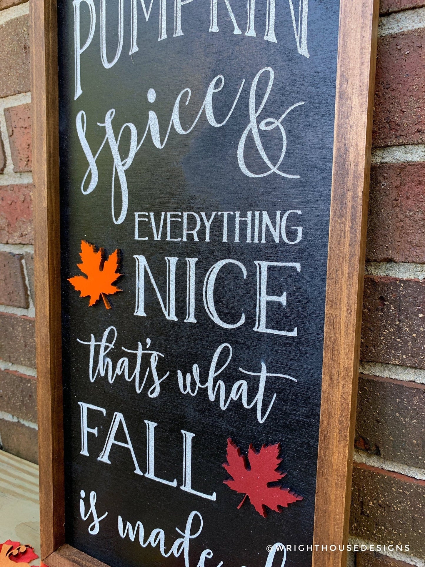 Pumpkin Spice and Everything Nice - Coffee Bar Sign - Country Cottagecore - Fall Farmhouse Home Decor - Entry Table Decor - Framed Wall Art