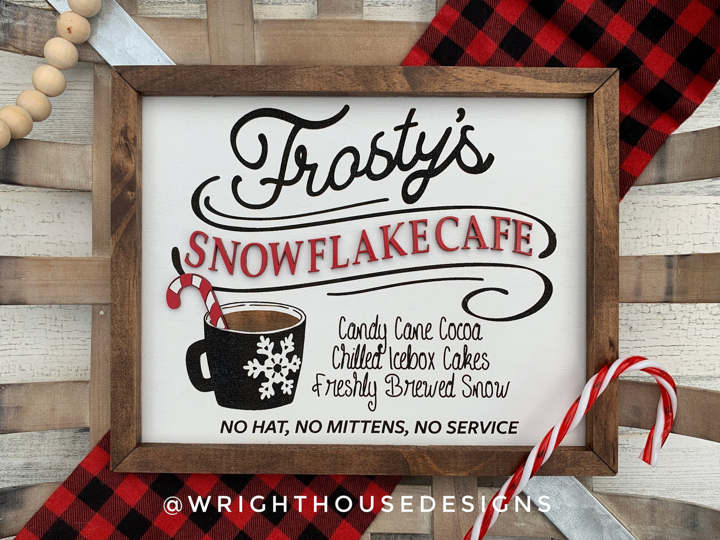 Frostys Snowflake Cafe - Christmas Coffee Bar Sign - Seasonal Home Decor - Festive Holiday Wall Art - Winter Cottagecore - Secret Santa Gift