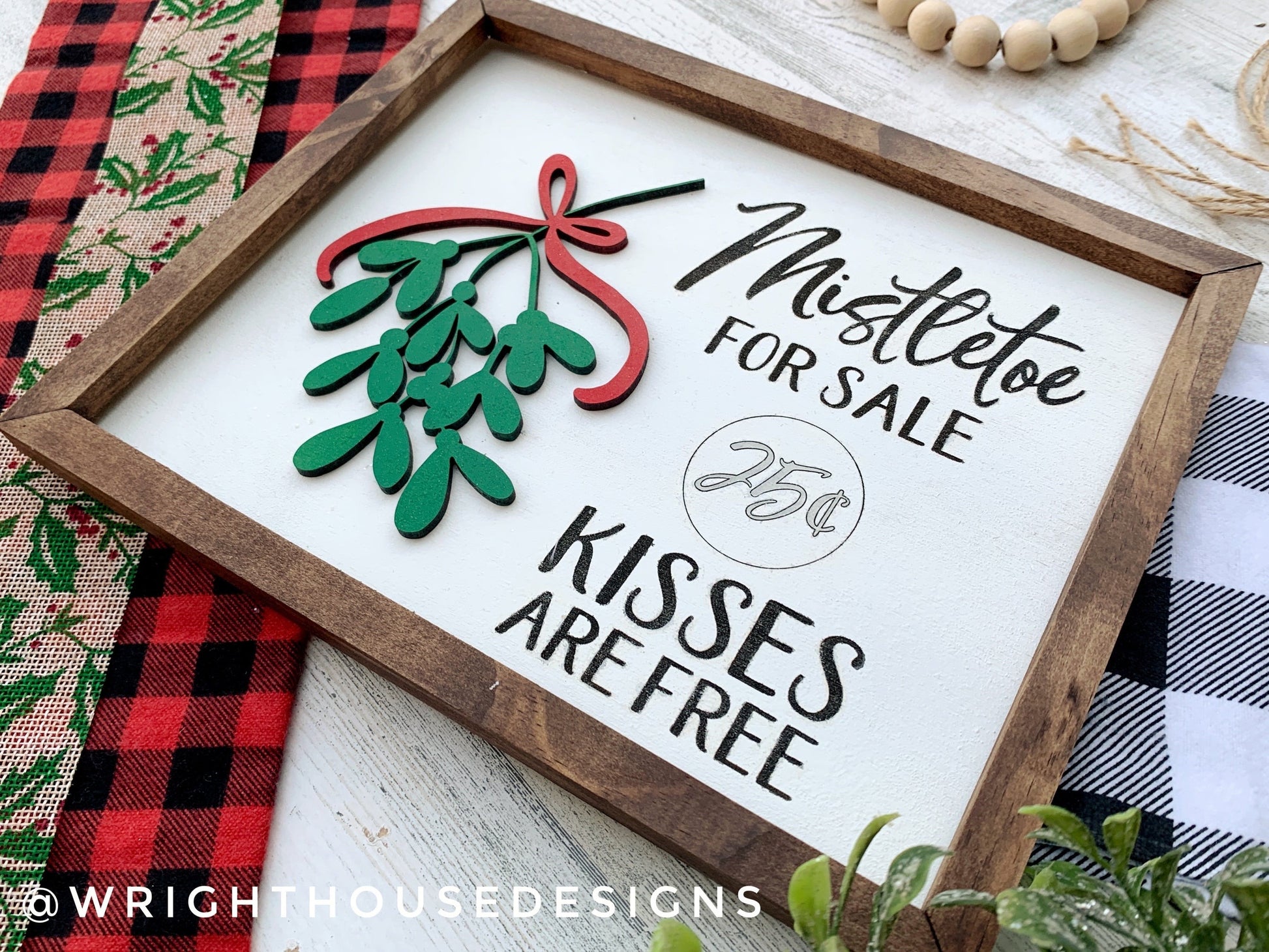 Mistletoe For Sale Kisses Are Free - Christmas Coffee Bar Sign - Seasonal Home Decor - Winter Cottagecore - Festive Wall Art - Couples Gift