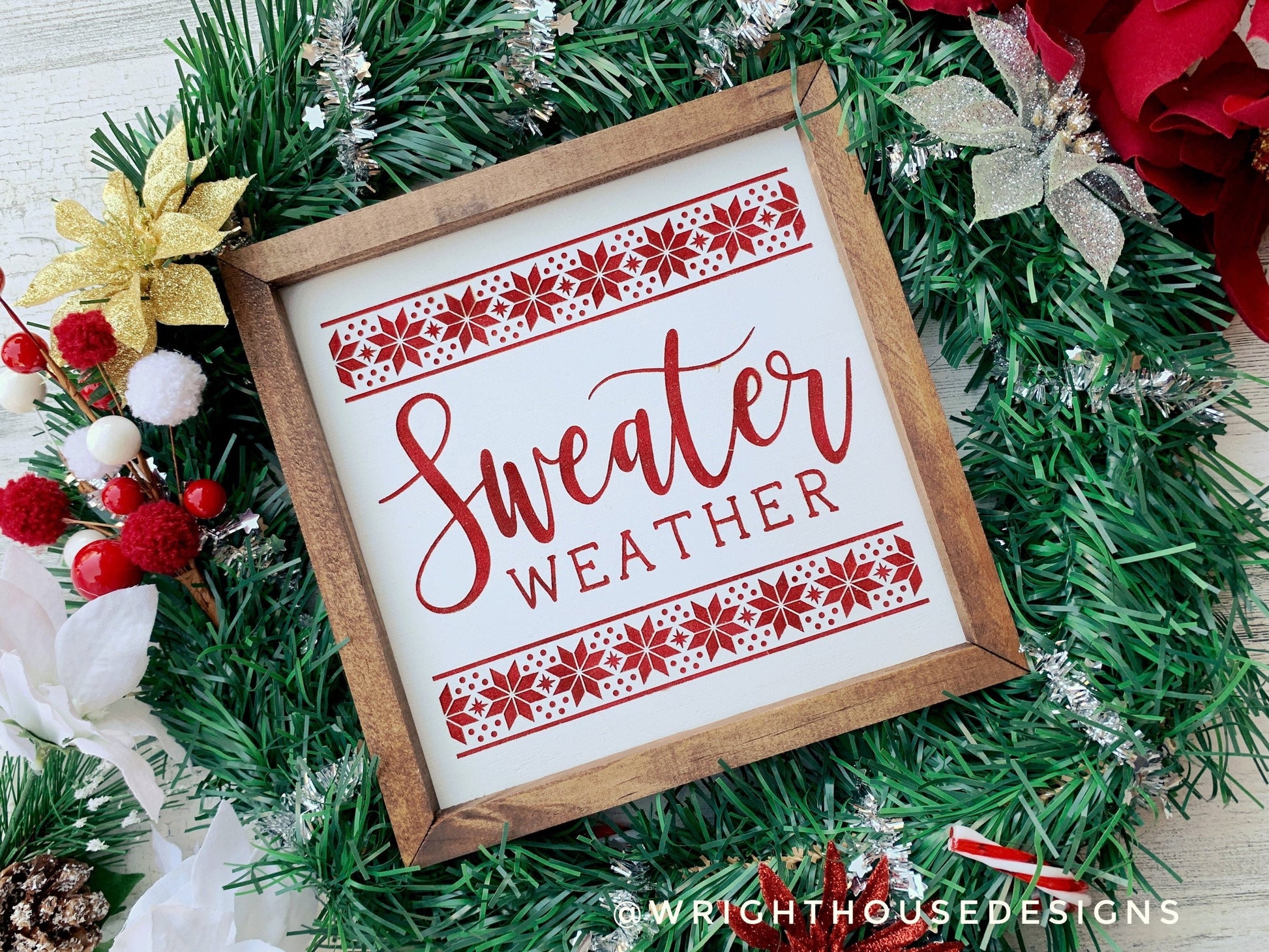 Sweater Weather - Hot Cocoa - Christmas Coffee Bar Sign - Nordic Ski Lodge Decor - Festive Wall Art - Winter Cottagecore - Secret Santa Gift