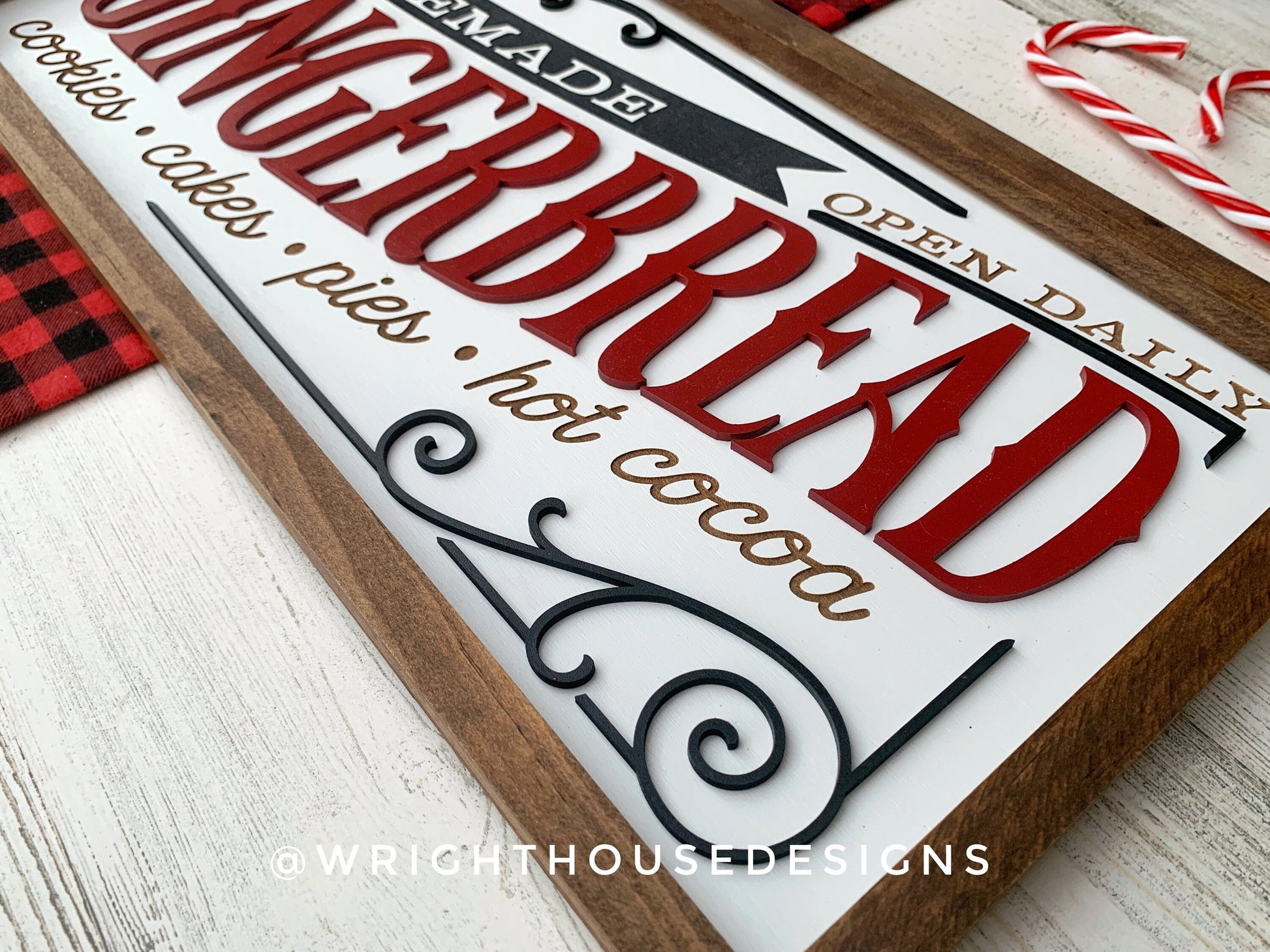 Homemade Gingerbread - Christmas Coffee Bar Sign - Seasonal Home and Kitchen Decor - Handcrafted Wooden Framed Wall Art - Holiday Decoration