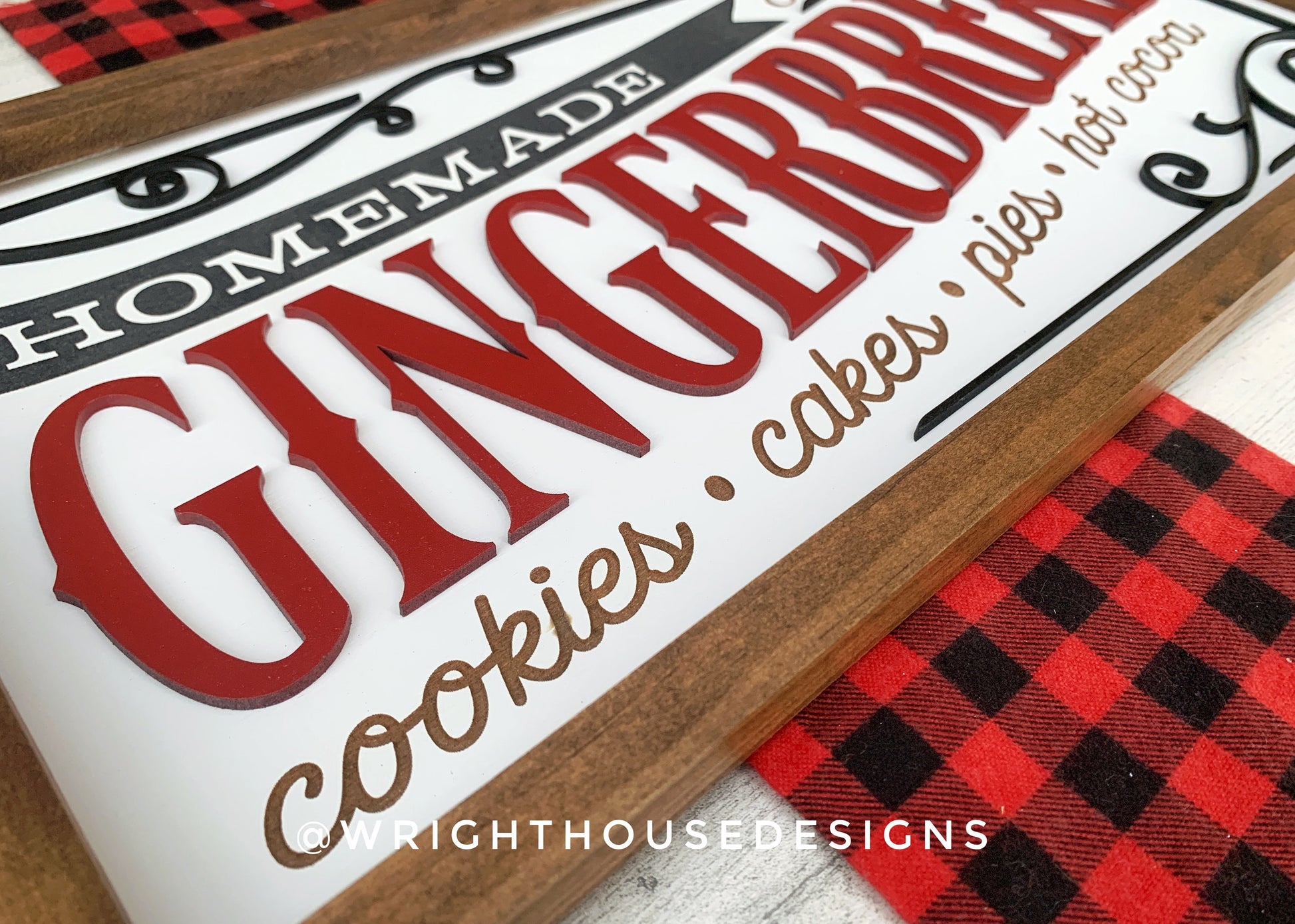 Homemade Gingerbread - Christmas Coffee Bar Sign - Seasonal Home and Kitchen Decor - Handcrafted Wooden Framed Wall Art - Holiday Decoration