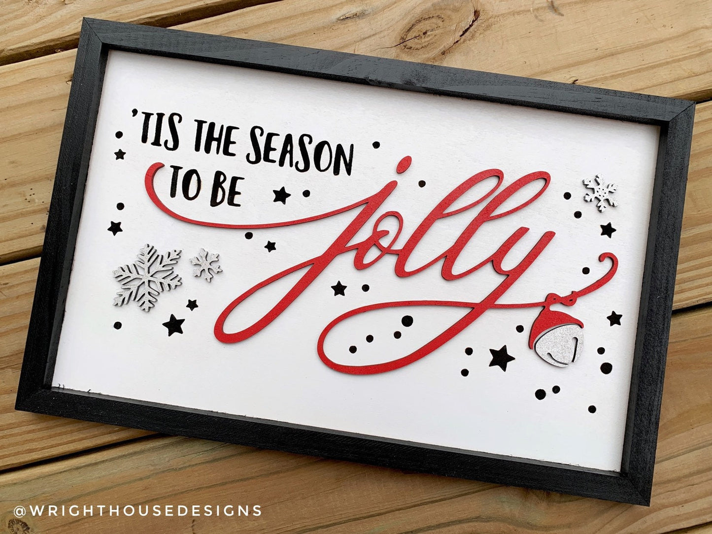 Tis The Season To Be Jolly - Christmas Coffee Bar Sign - Seasonal Home and Kitchen Decor - Handcrafted Wooden Framedd Wall Art - Wood Signs