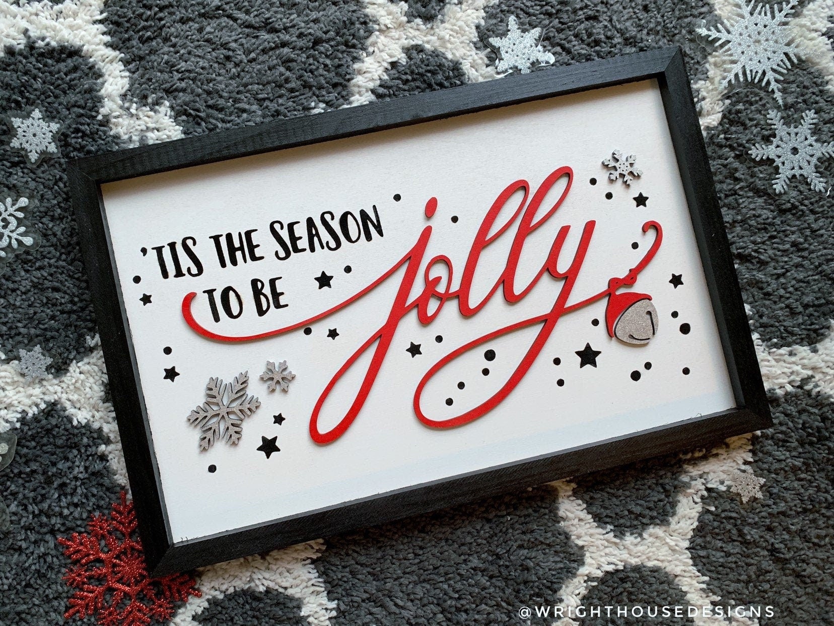 Tis The Season To Be Jolly - Christmas Coffee Bar Sign - Seasonal Home and Kitchen Decor - Handcrafted Wooden Framedd Wall Art - Wood Signs