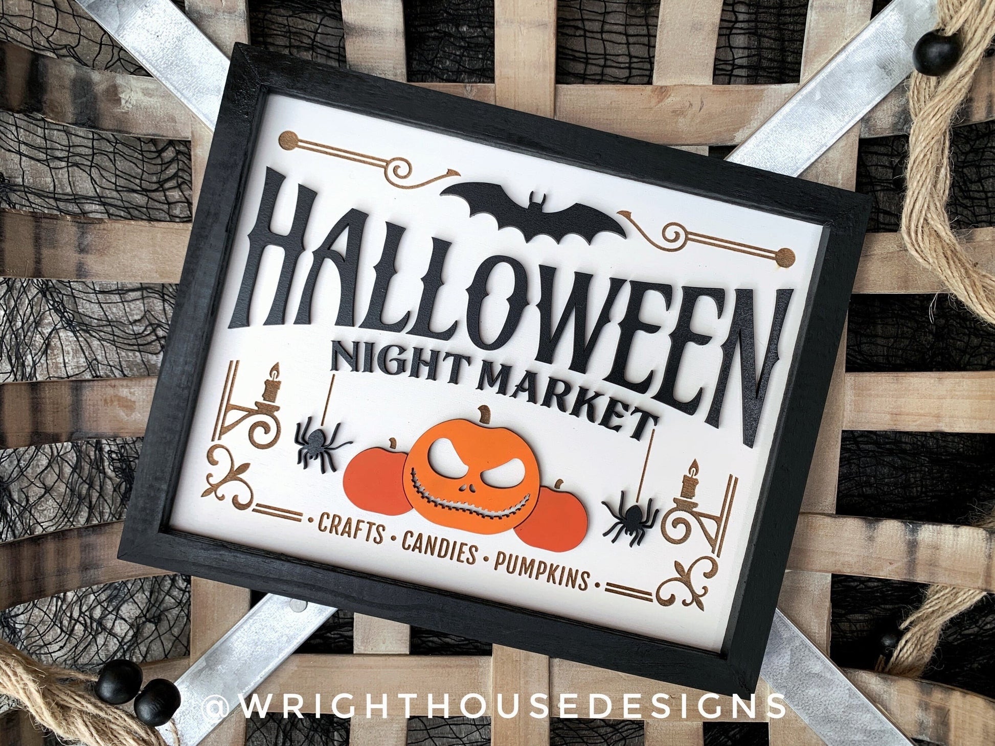 Halloween Night Market - Witchy Wall Sign - Seasonal Coffee Bar Sign - Cottagecore Pumpkin Decor - Dark Academia Room Decor - Goth Wall Art