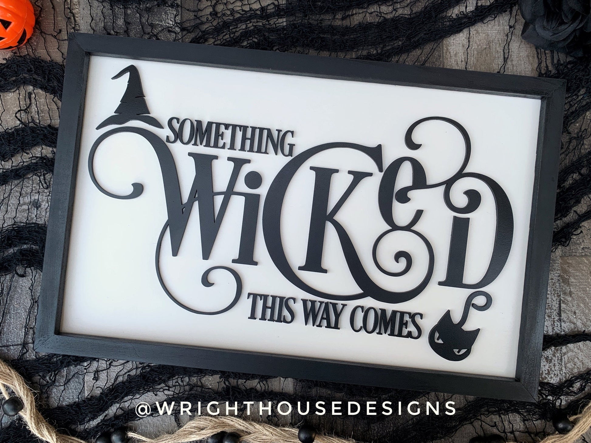 Something Wicked This Way Comes - Halloween Witchy Home Decor - Seasonal Coffee Bar Sign - Dark Academia - Handcrafted Framed Goth Wall Art